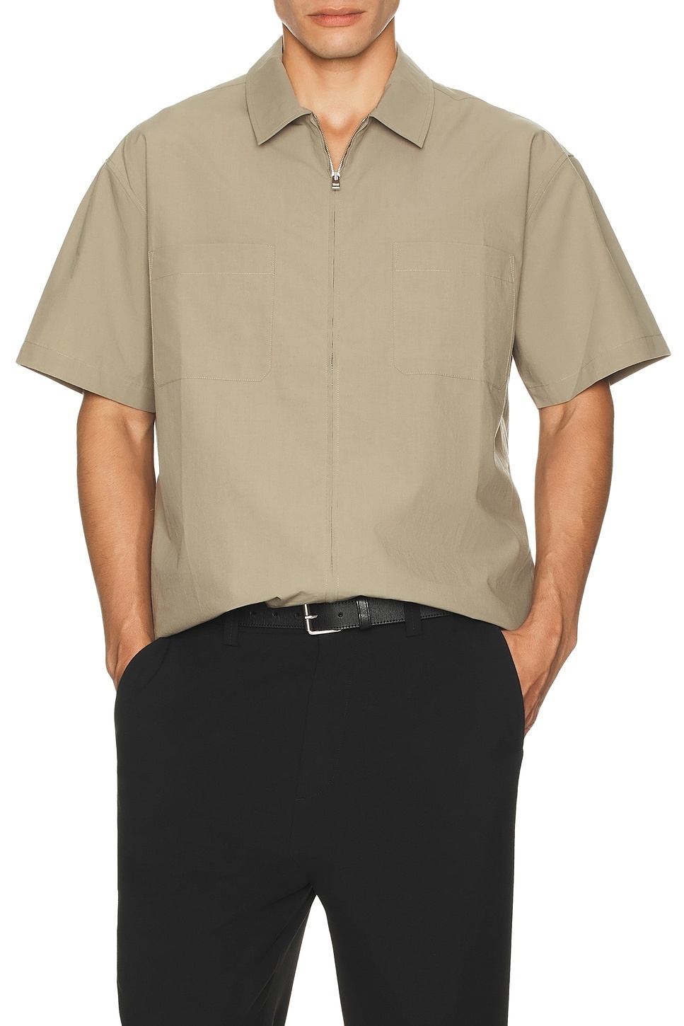 Light Poplin Zip Shirt - 3