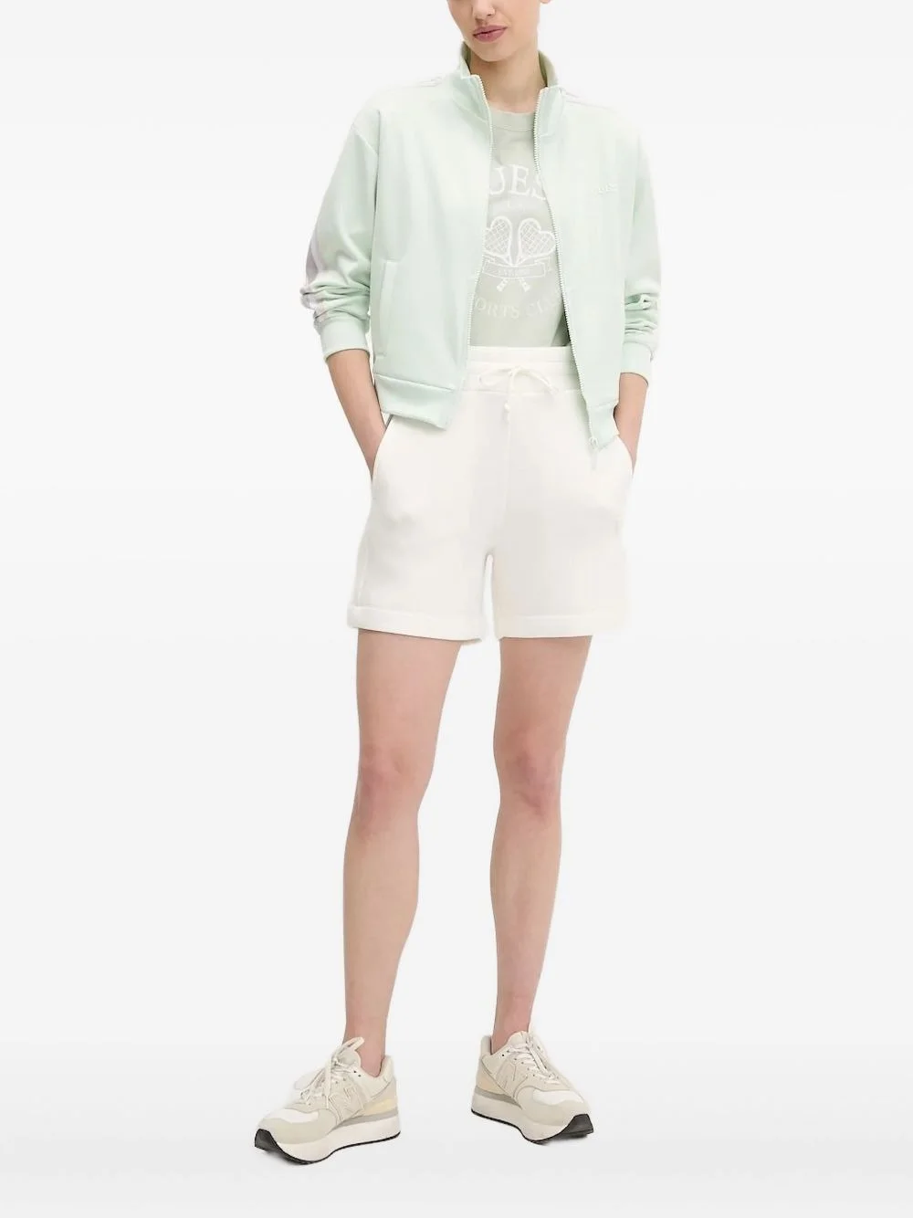 stripe-detail zip-up sweatshirt - 1