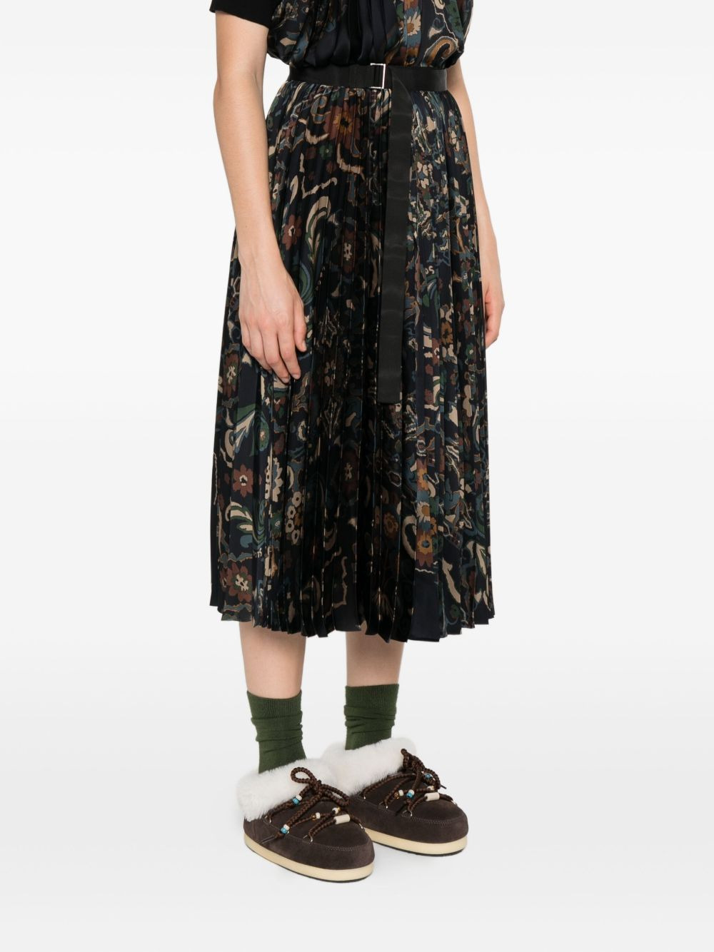 pleated paisley print skirt - 3