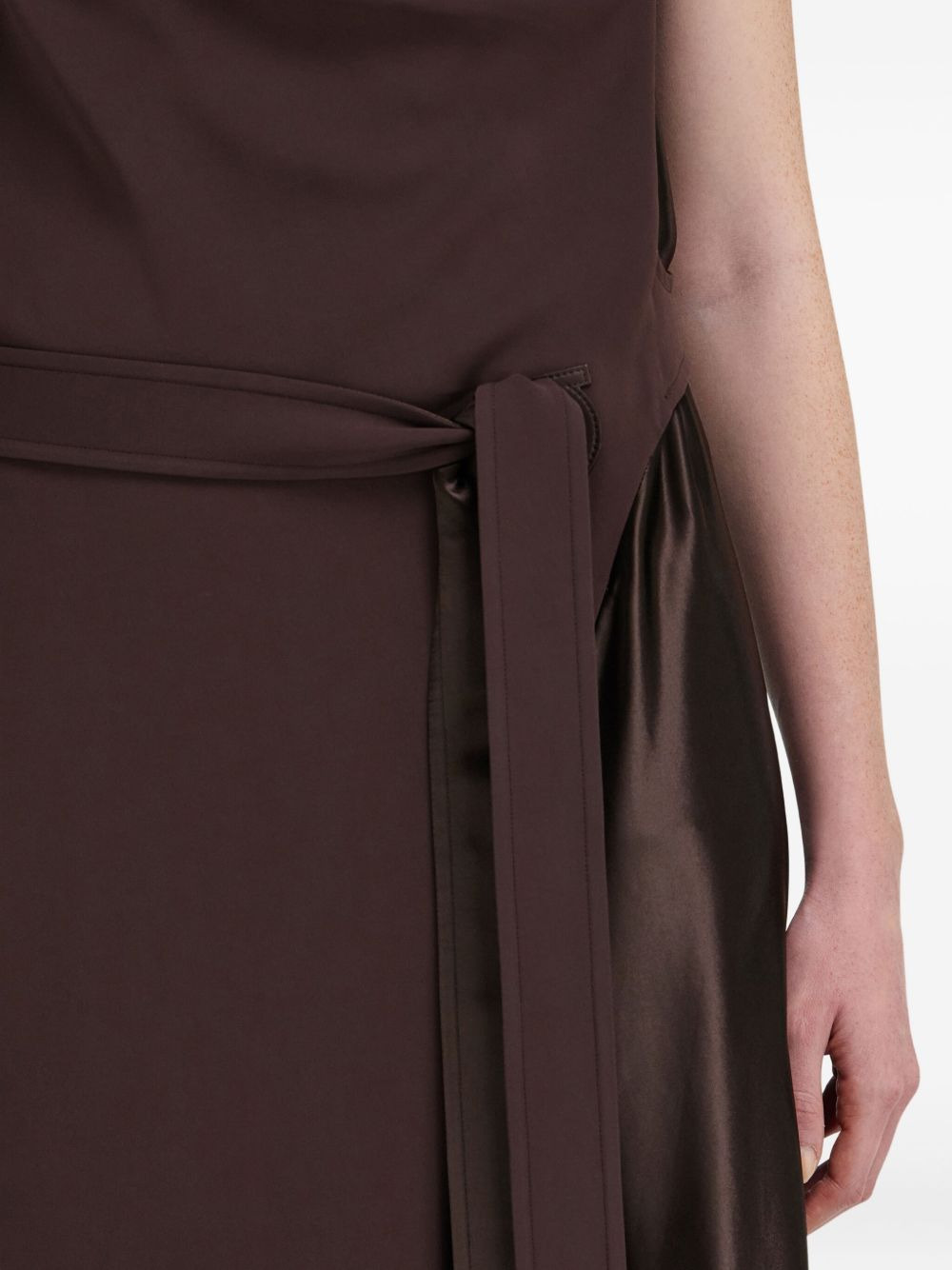 cowl-neck satin-panel dress - 4