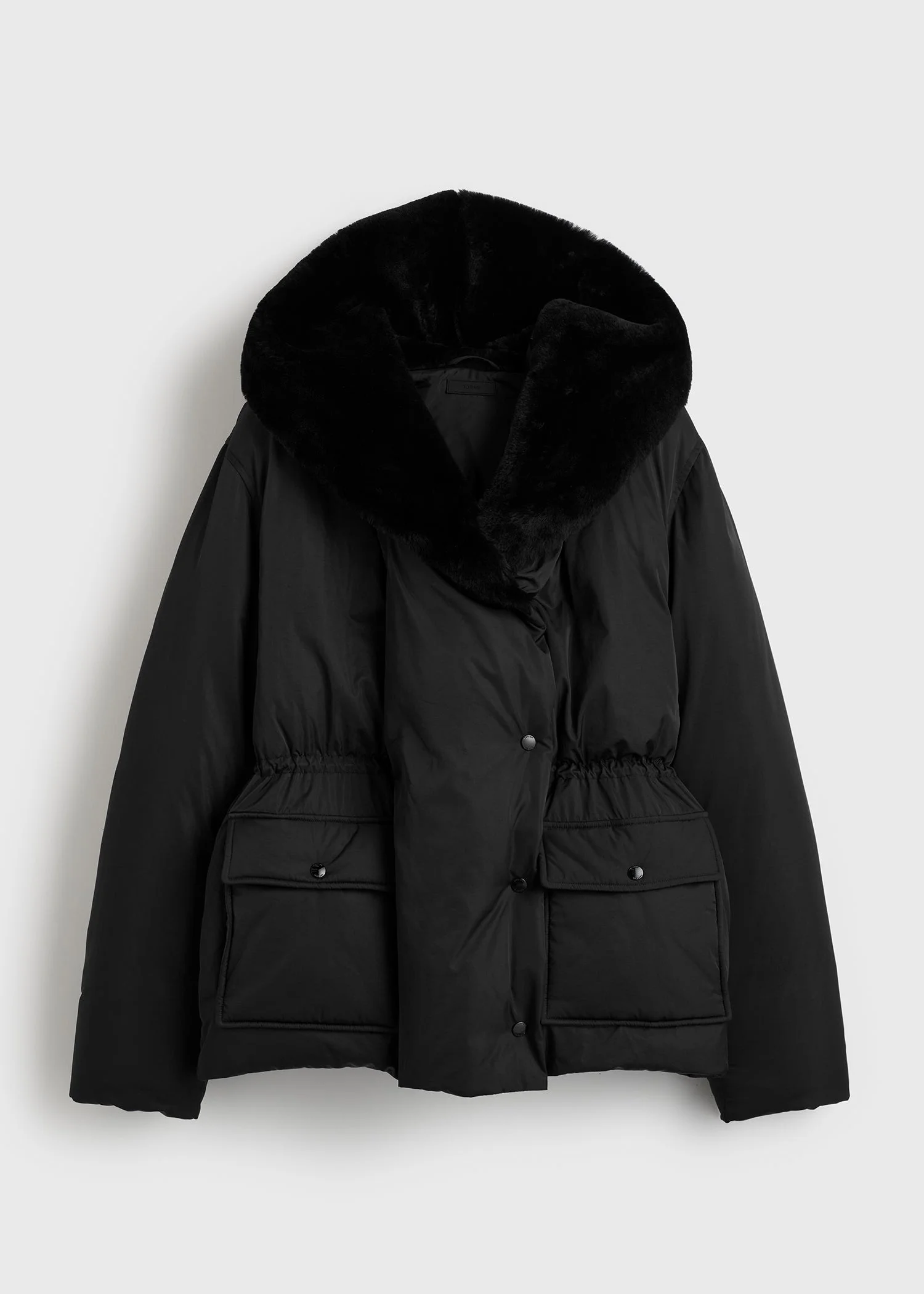 Cinched puffer jacket black - 1