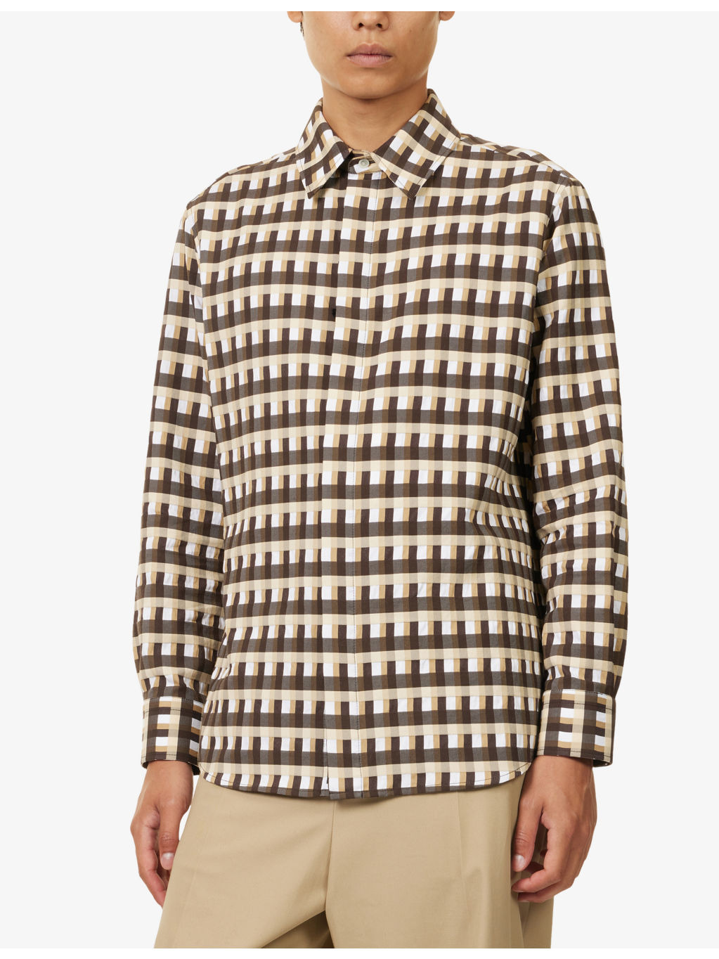 Check-Print Relaxed-Fit Cotton-Poplin Shirt - 3