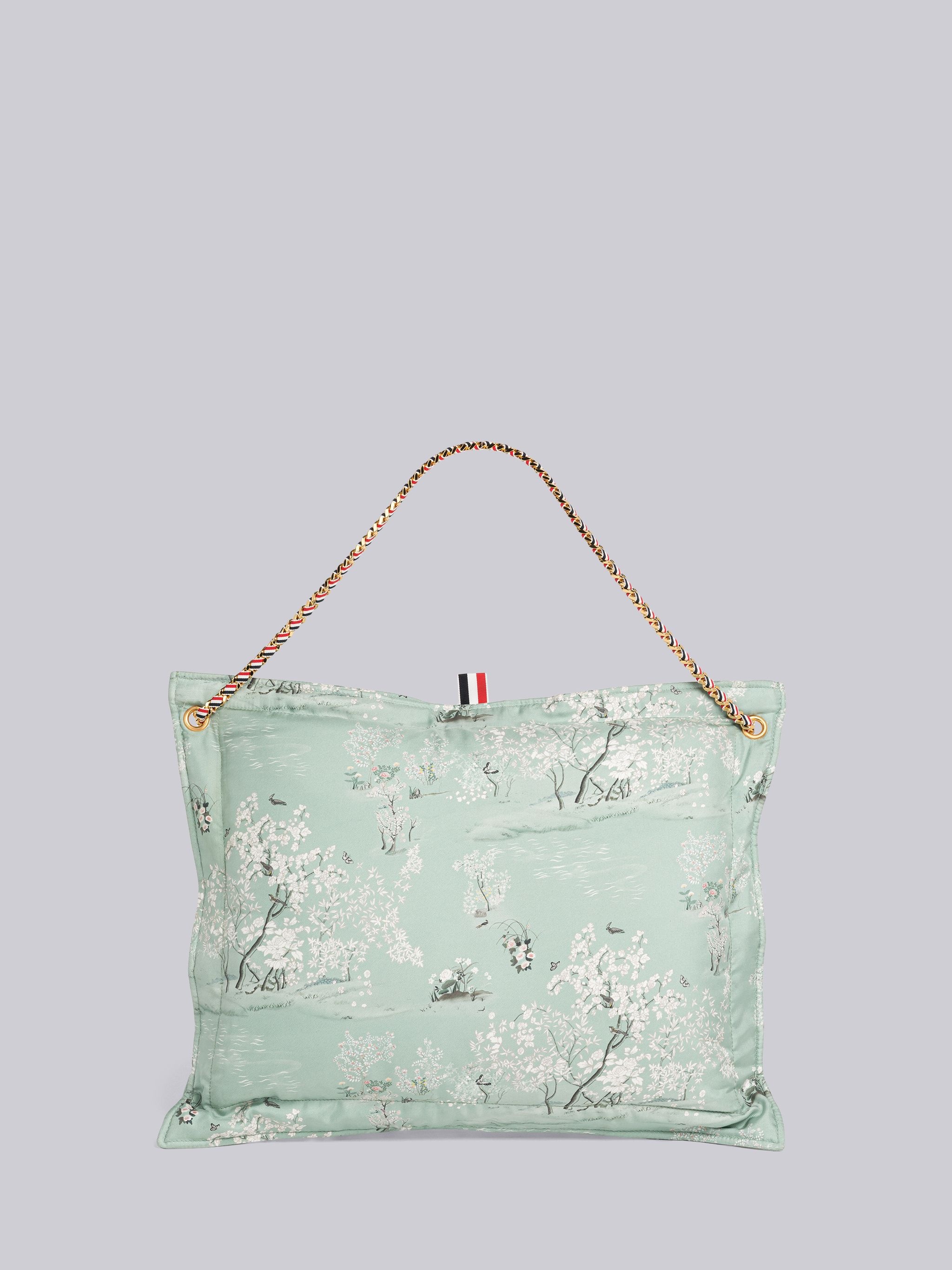 Printed Silk Toile Pillow Clutch With Chain - 4