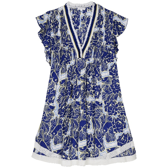 Women Mini Dress Hidden Fishes - Vilebrequin x Poupette St Barth - 1