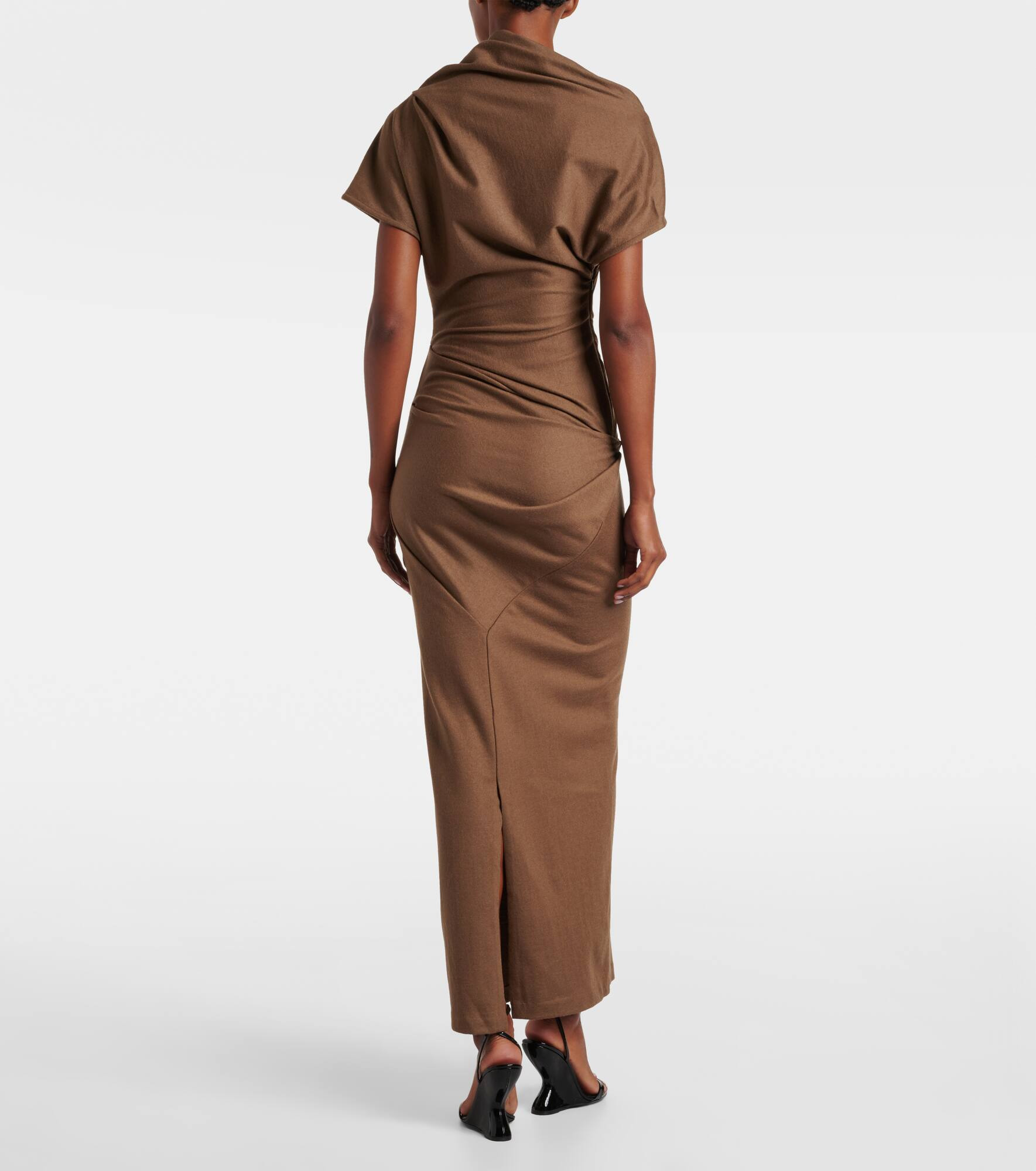Draped wool maxi dress - 3