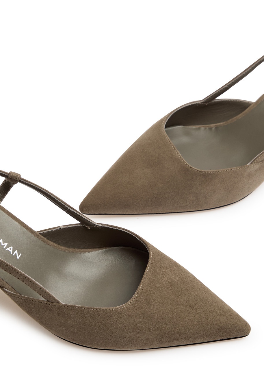 Stuart Weitzman Vinnie 50 Suede Slingback Pumps - 3