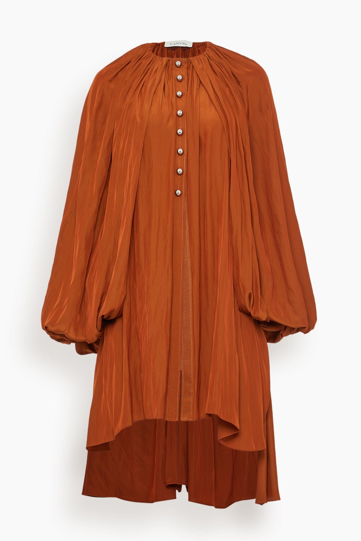 Puffy Sleeves Tunic Dress in Chestnuts - 1