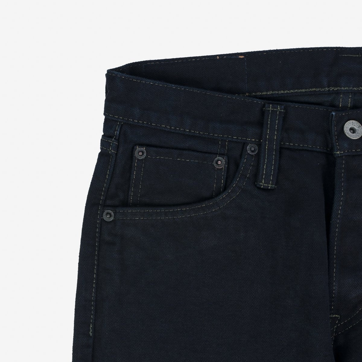 IH-777SBR-14od 14oz Broken Twill Selvedge Denim Slim Tapered Cut Jeans - Indigo Overdyed Black - 11