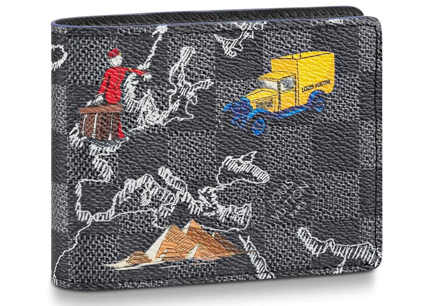 Louis Vuitton Slender Wallet Damier Graphite Map Black Lining - 1