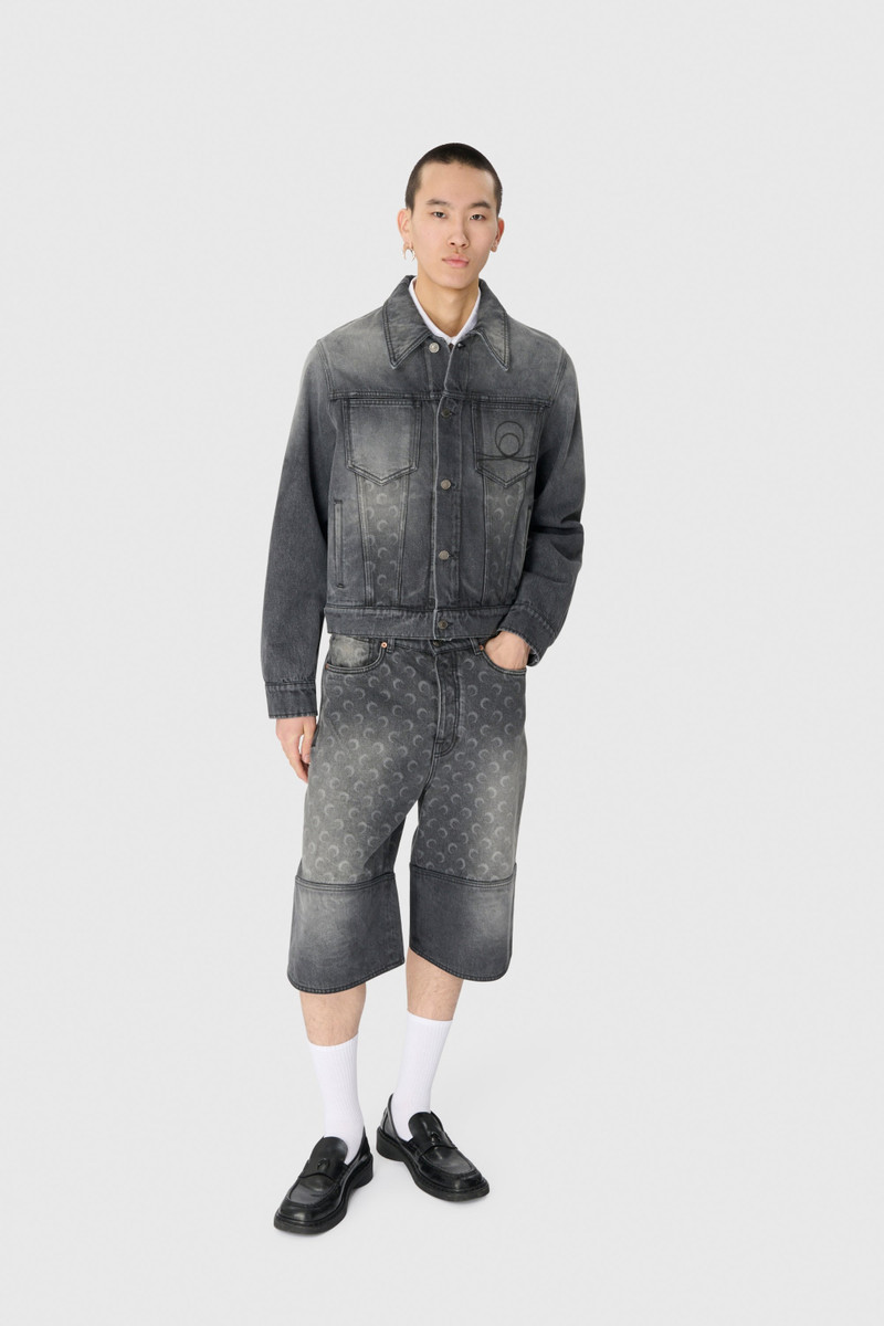 Moon Laser Grey Wash Denim Shorts 7