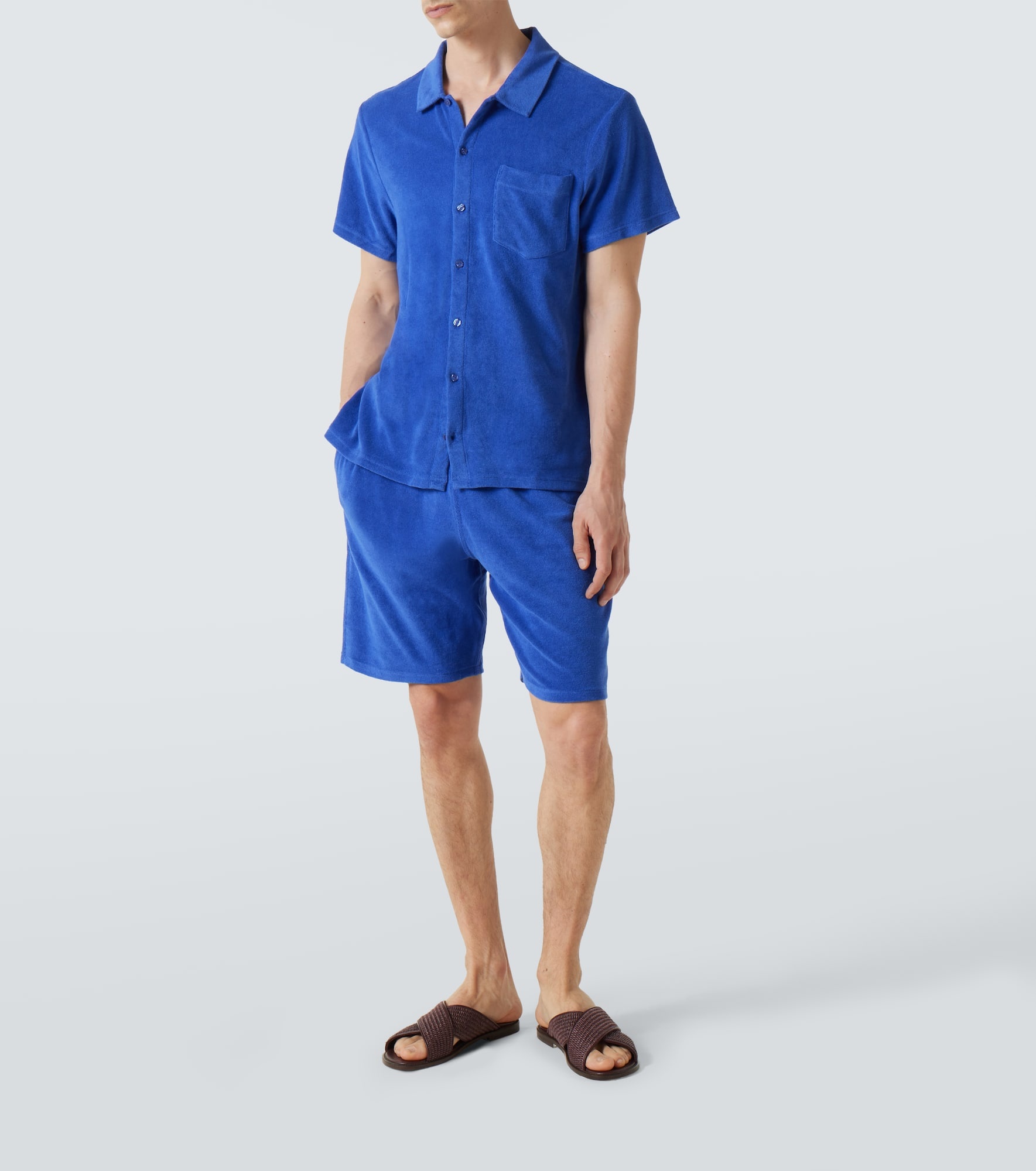 Cotton-blend terry Bermuda shorts - 2