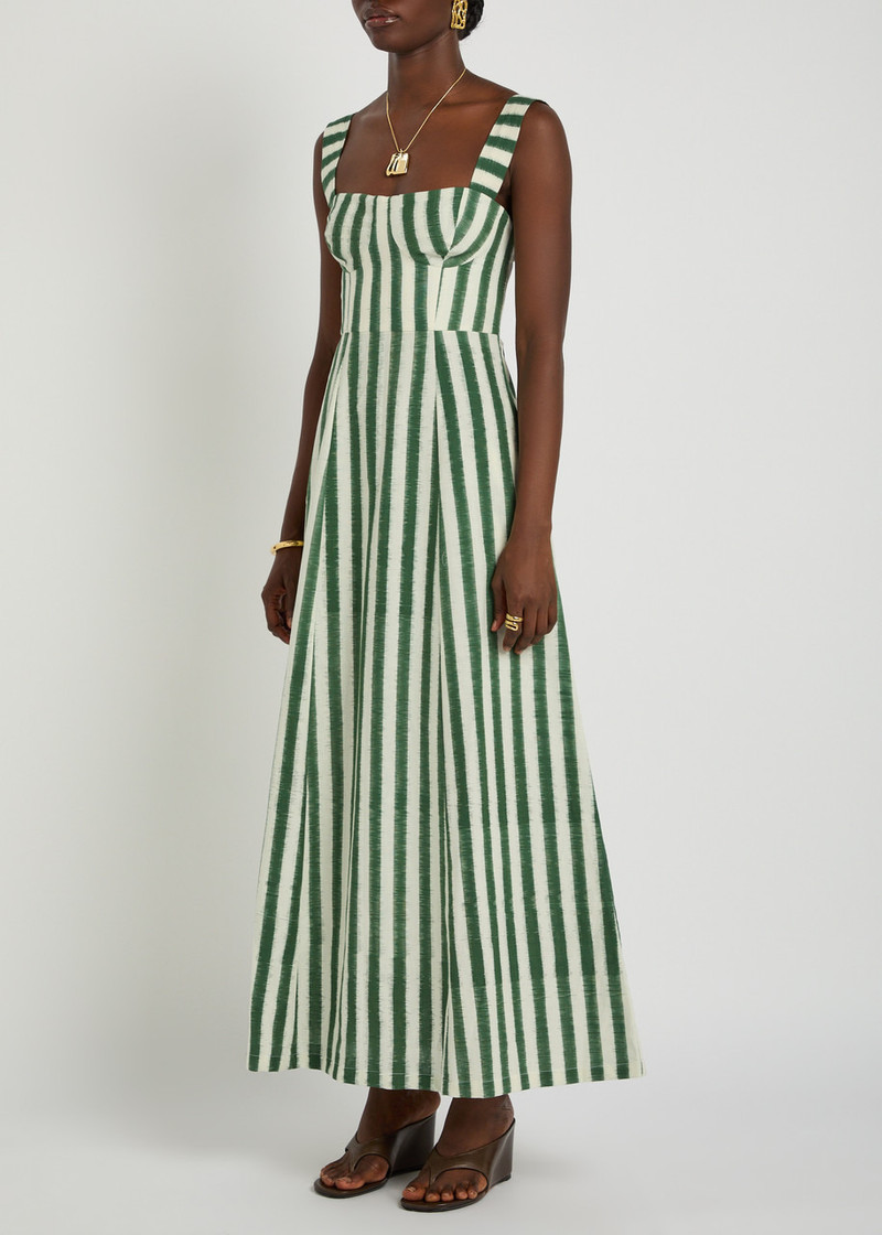 EMPORIO SIRENUSE Emporio Sirenuse Azzurra Striped Cotton Midi Dress outlook