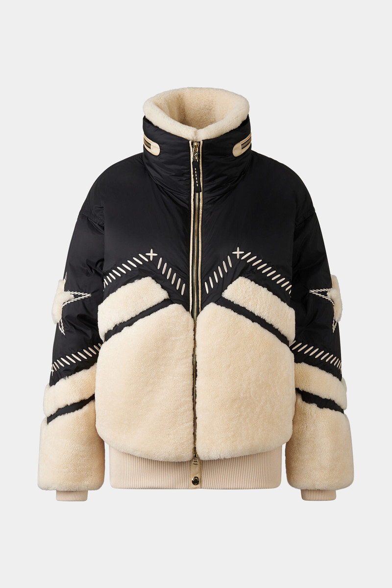 Amie down ski jacket in Black/cream 1