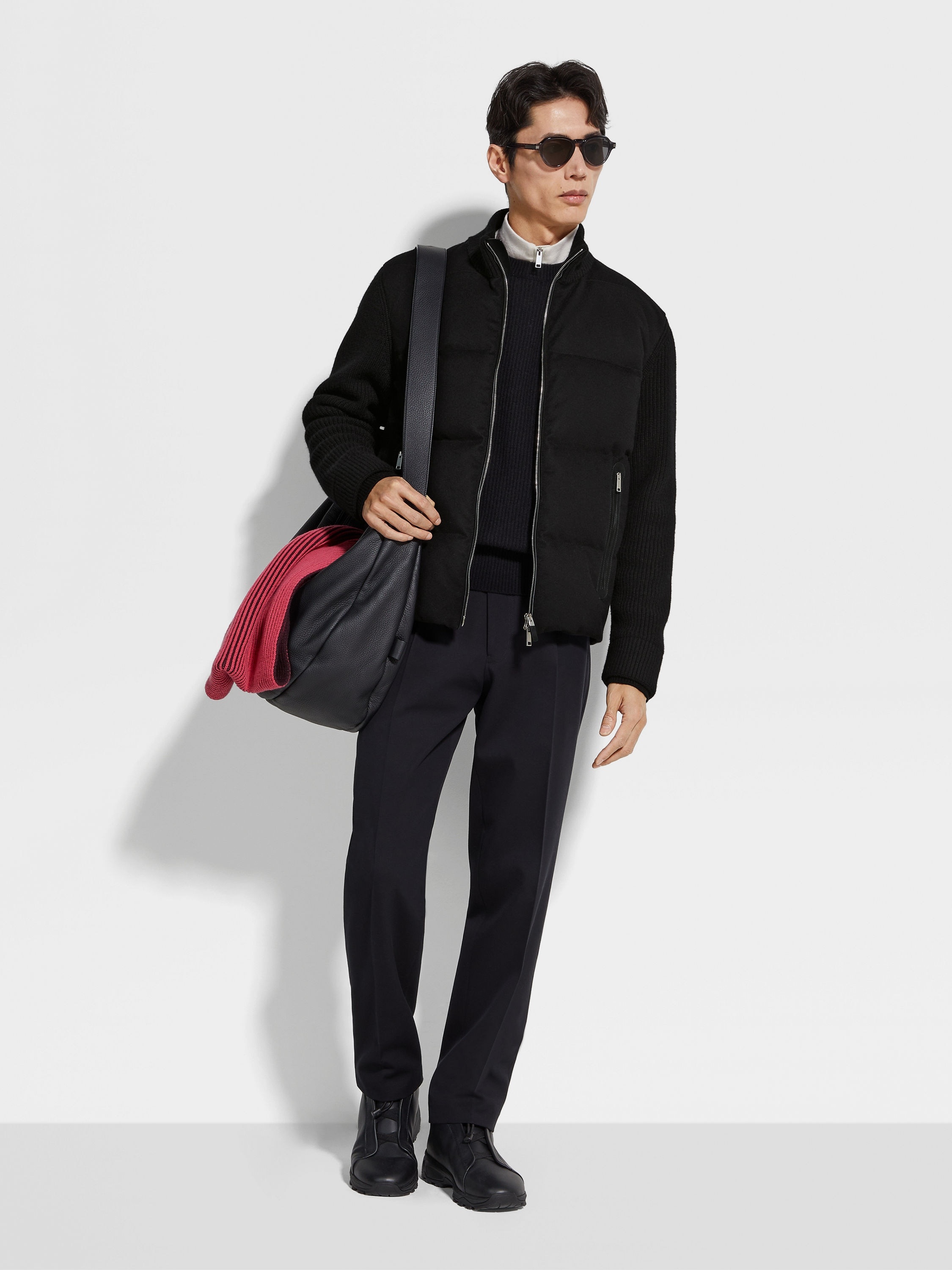 BLACK OASI CASHMERE FULL ZIP BLOUSON - 3