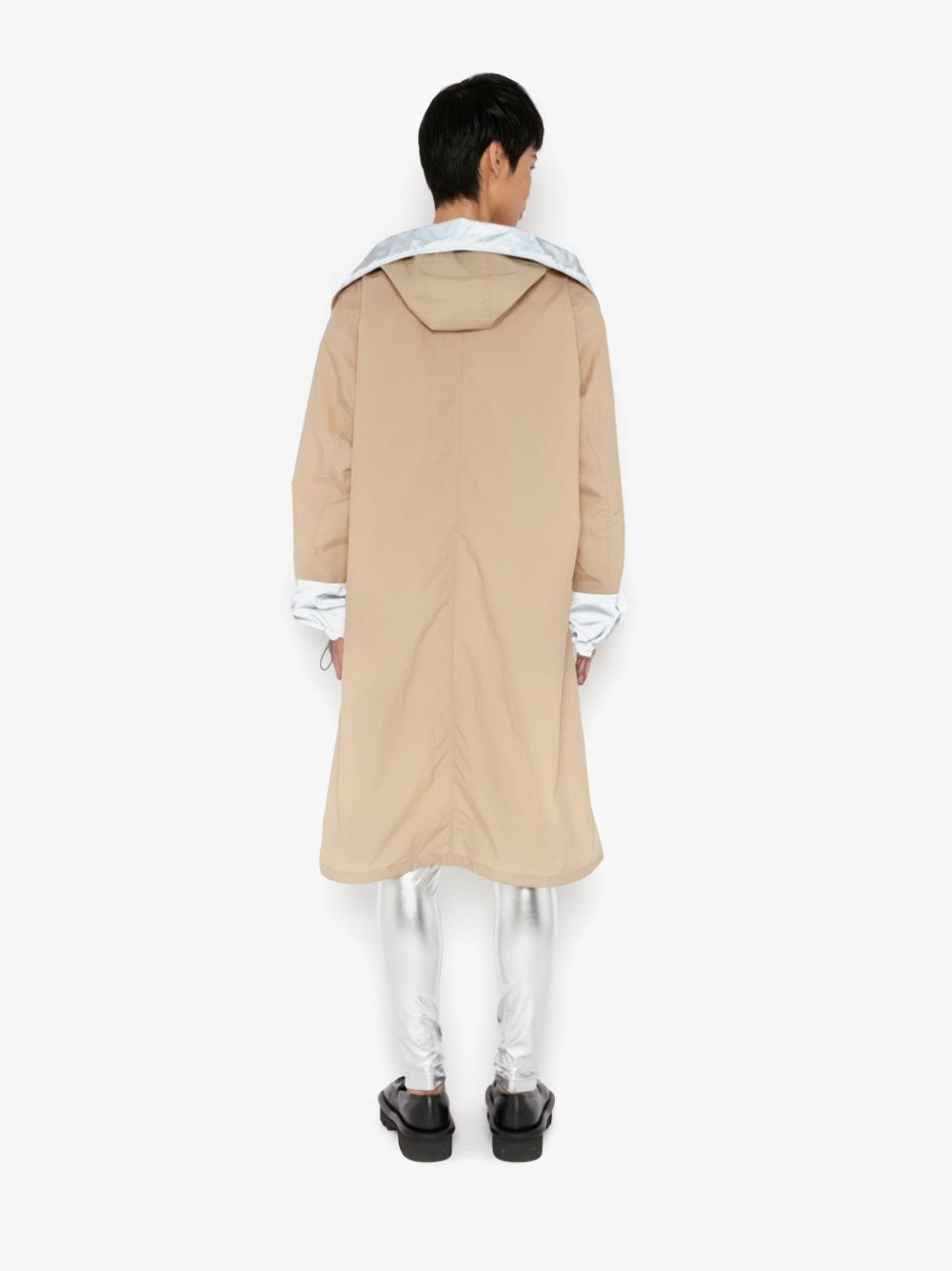 CONTRAST HOOD LONG PARKA COAT - 4