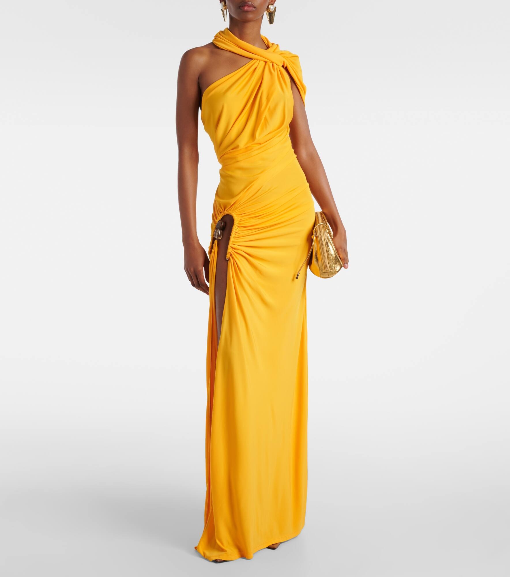 Helix Crystal asymmetric jersey gown - 2