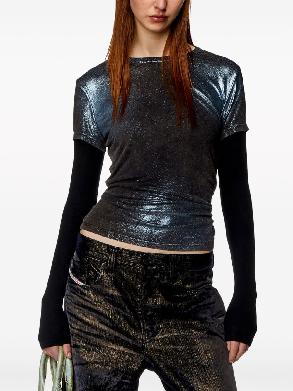 T-Miwa layered acid-wash T-shirt - 5