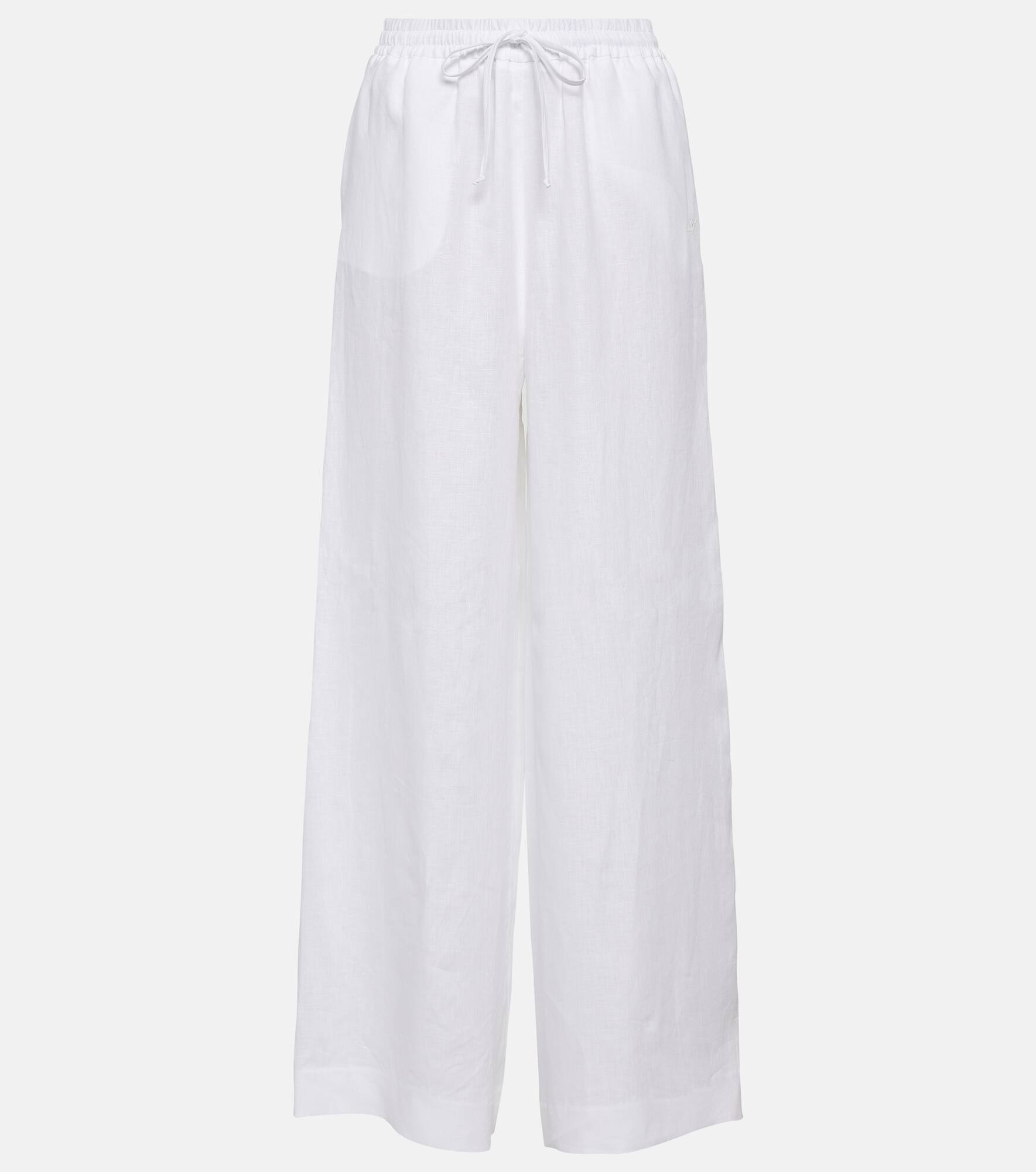High-rise wide-leg linen pants - 1