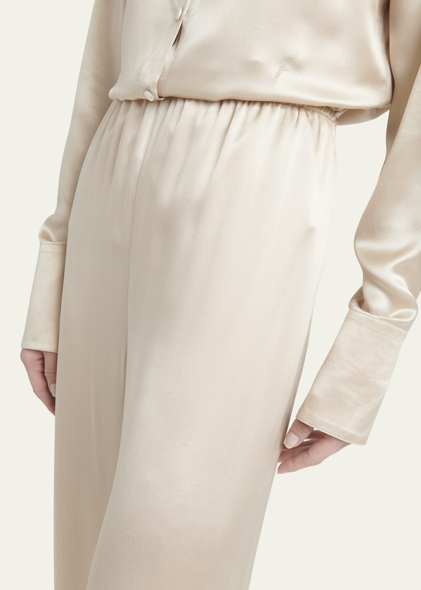 Fluid Wide-Leg Viscose-Satin Pants - 5