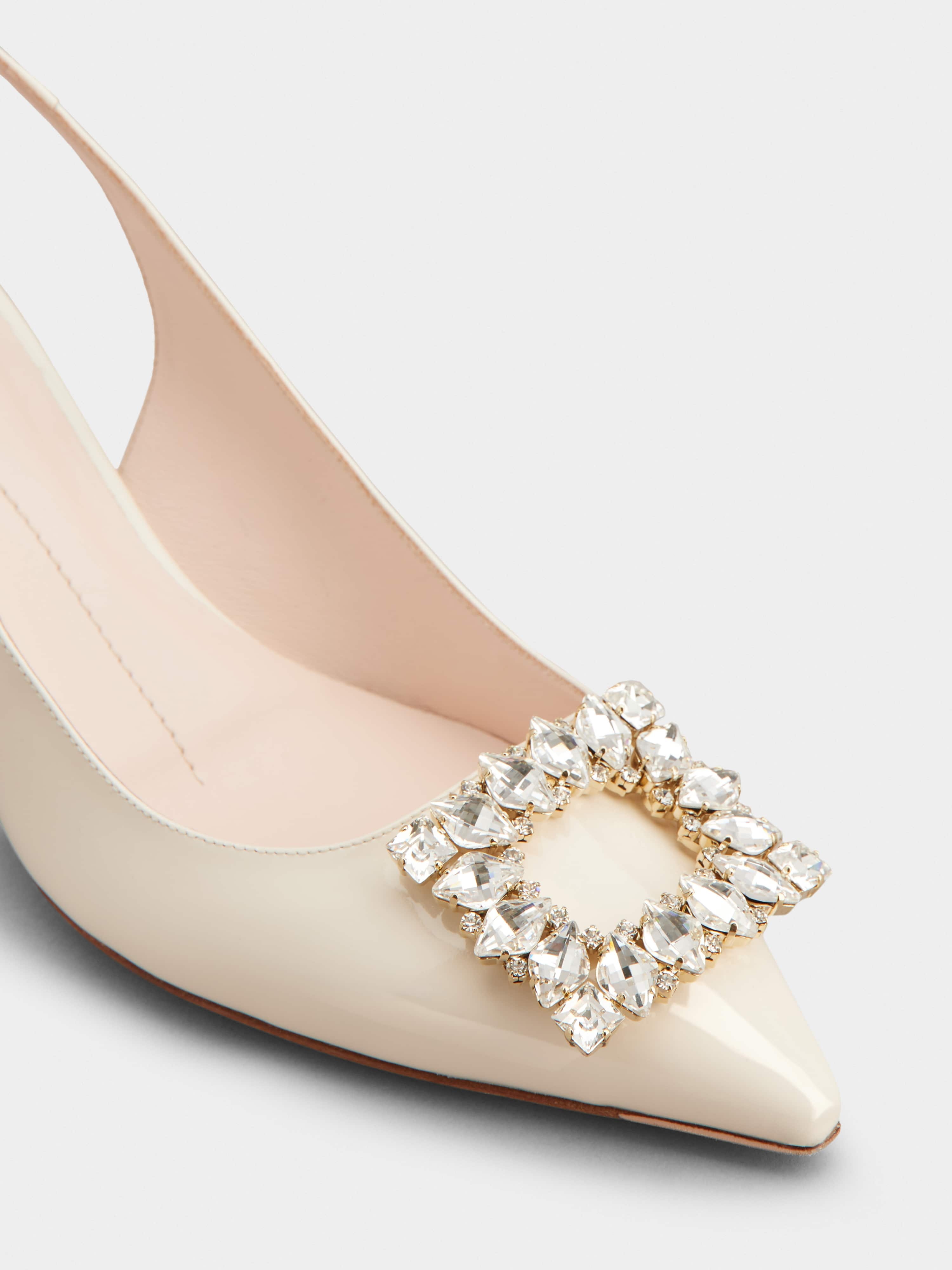 Virgule Strass Buckle Slingback Pumps in Patent Leather - 3
