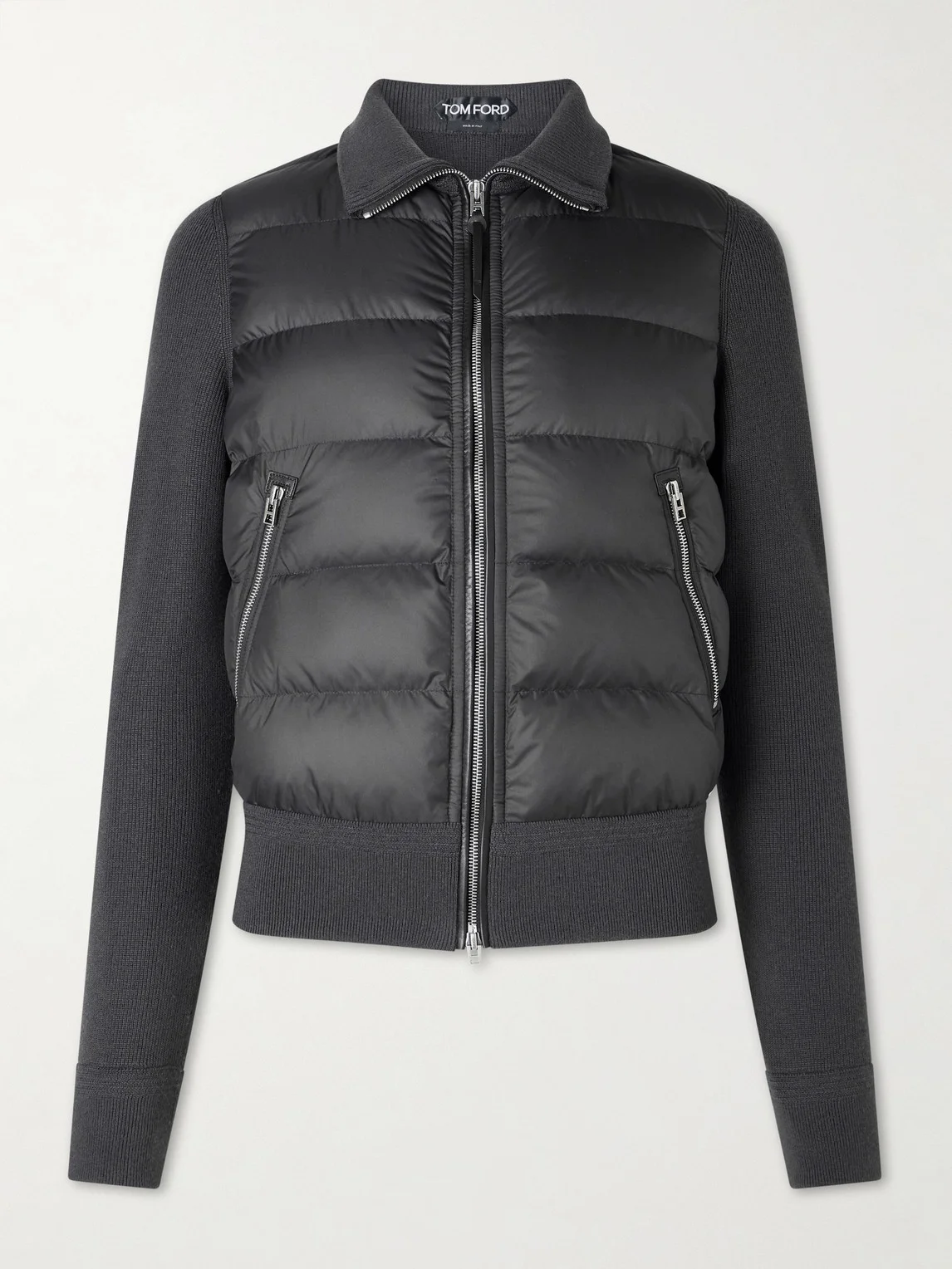Slim-Fit Leather-Trimmed Quilted Shell and Wool Down Jacket - 1