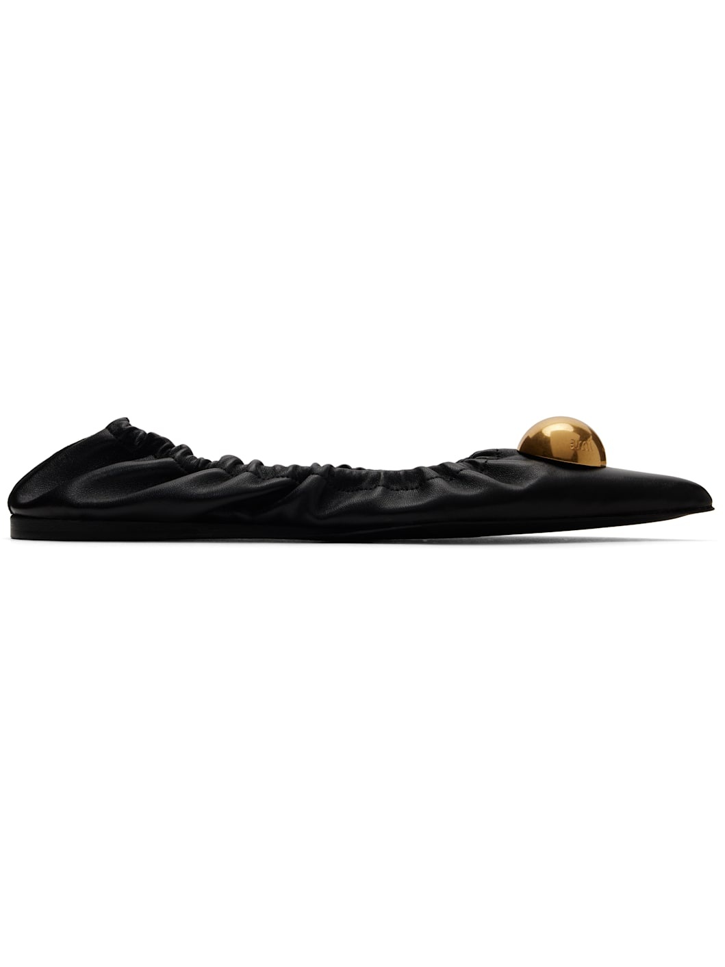 Black Embellished Pointed Toe Ballerina Flats - 1