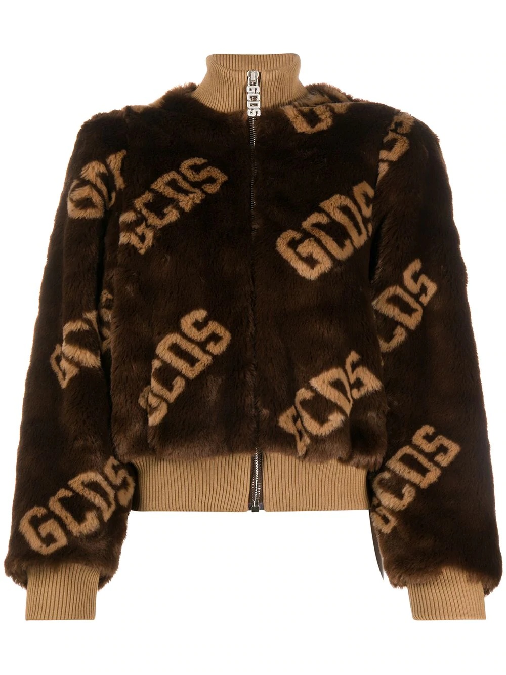 textured logo print bomber jacket - 1