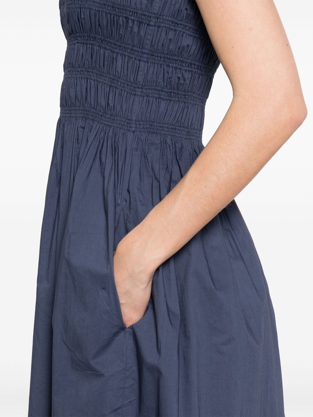 shirred-bodice midi dress - 5