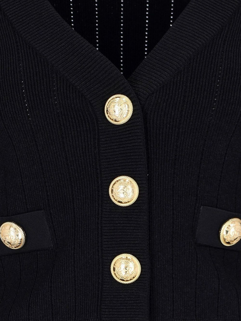 ribbed gold-button cardigan - 5