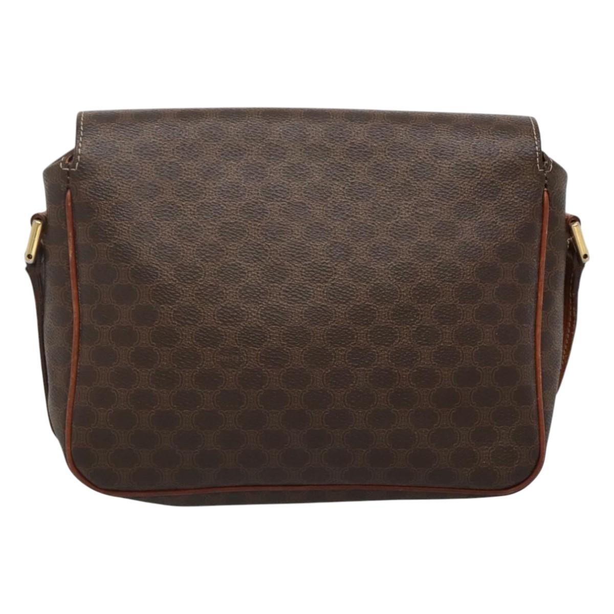 CELINE Macadam Canvas Shoulder Bag Pvc Brown Gold - 2