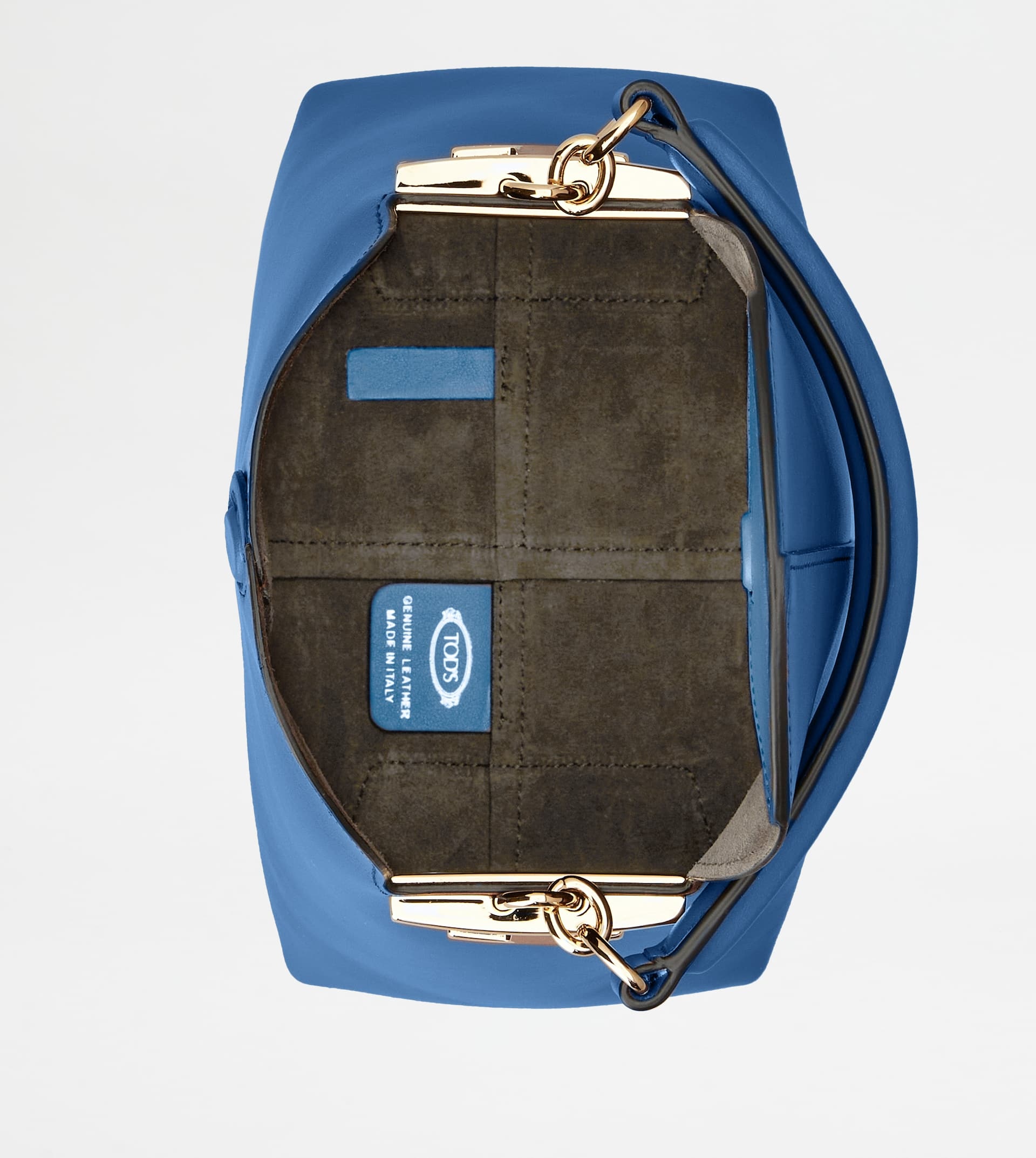 TOD'S T CASE TOTE MESSENGER BAG IN LEATHER MICRO - LIGHT BLUE - 4