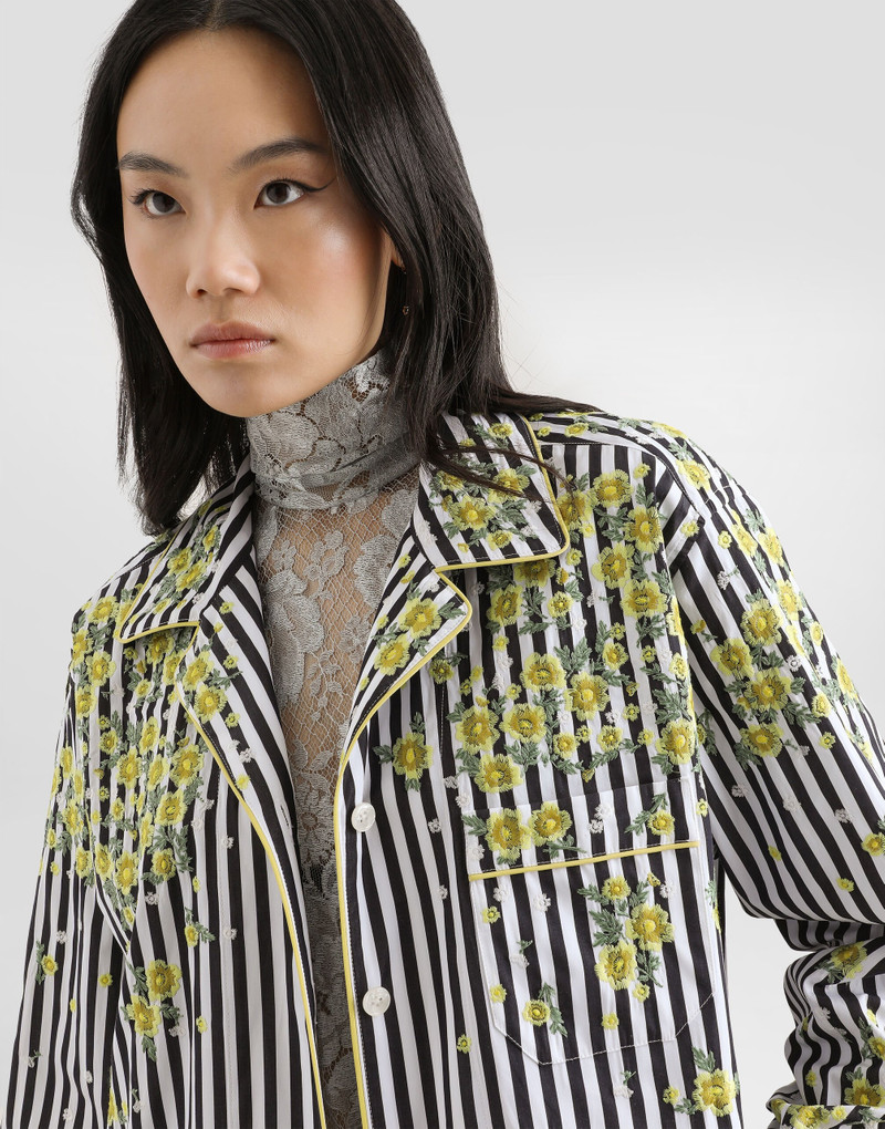 Poplin shirt with flower embroidery 4