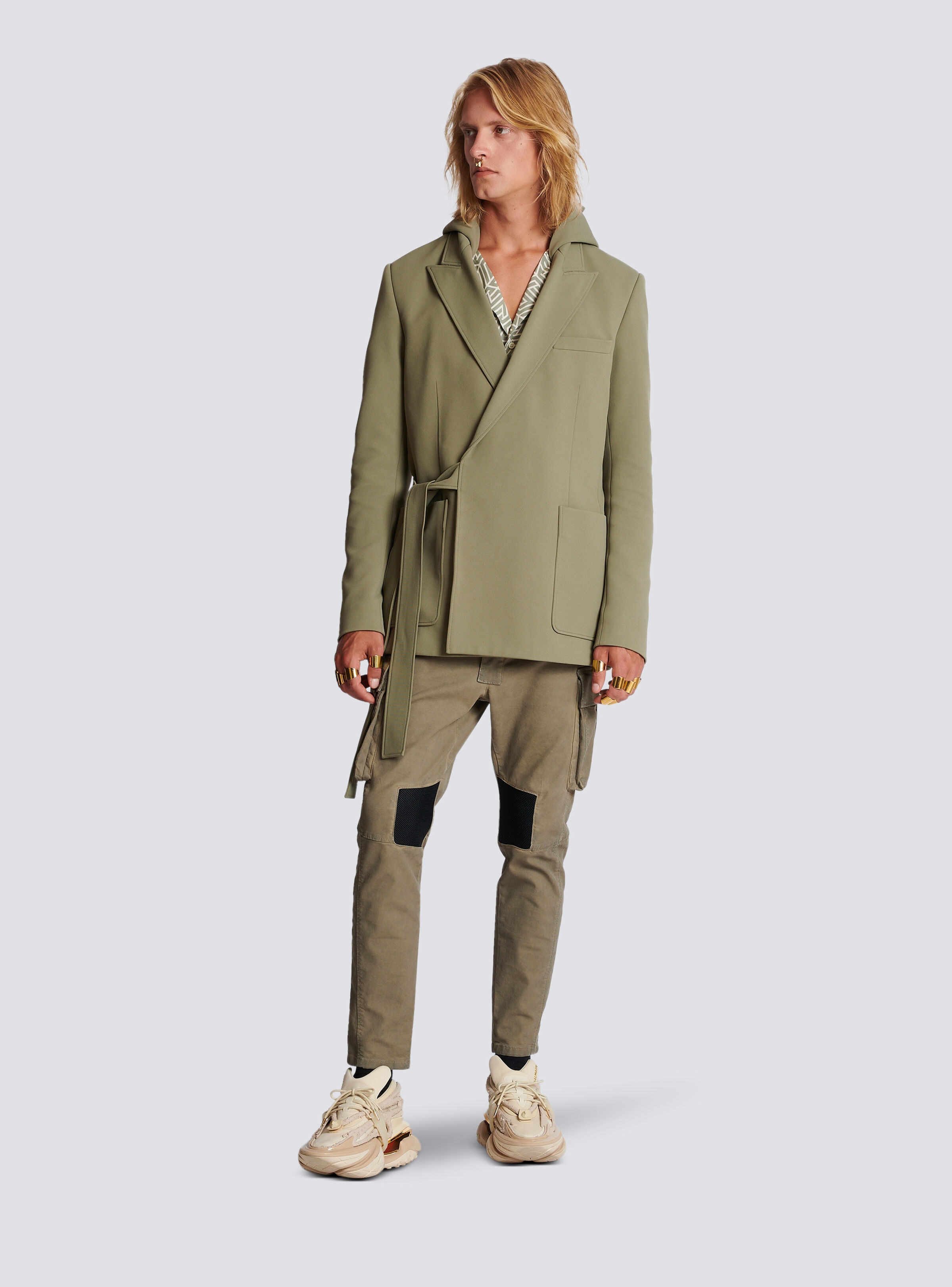 Asymmetrical cotton jacket with hood - 2