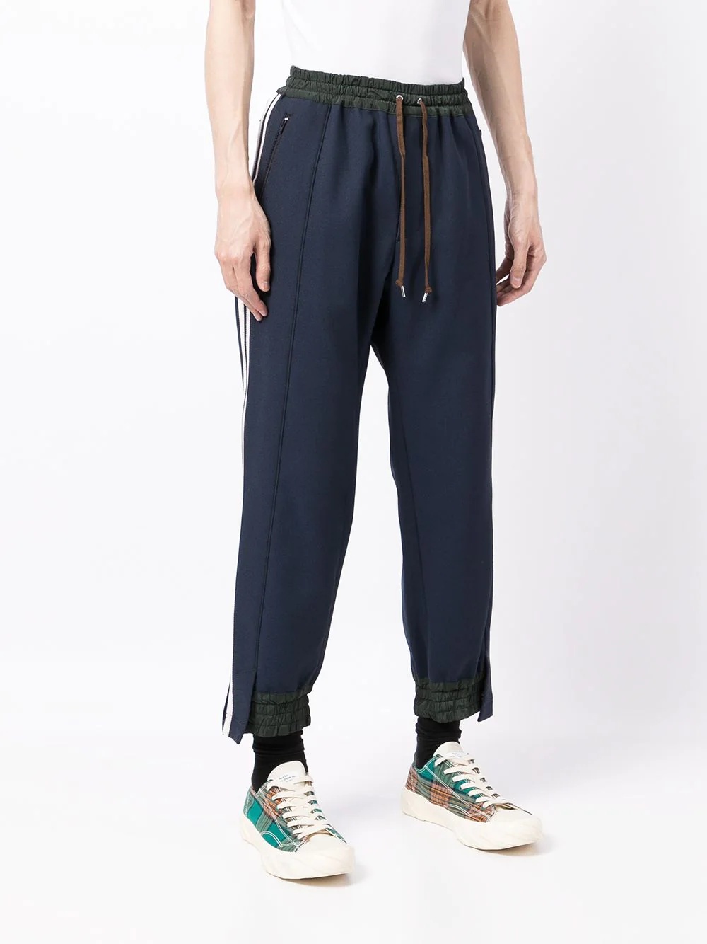 side-stripe cotton track trousers - 3