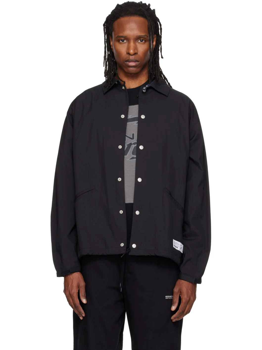 Black Classic Windbreaker Jacket - 1