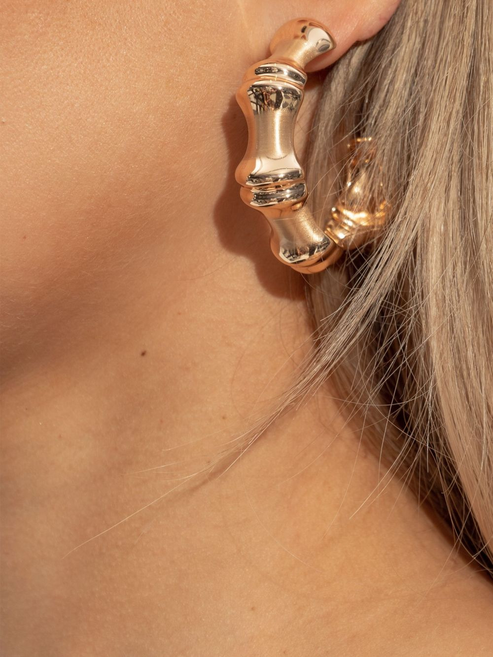 bamboo-shaped hoop earrings - 2