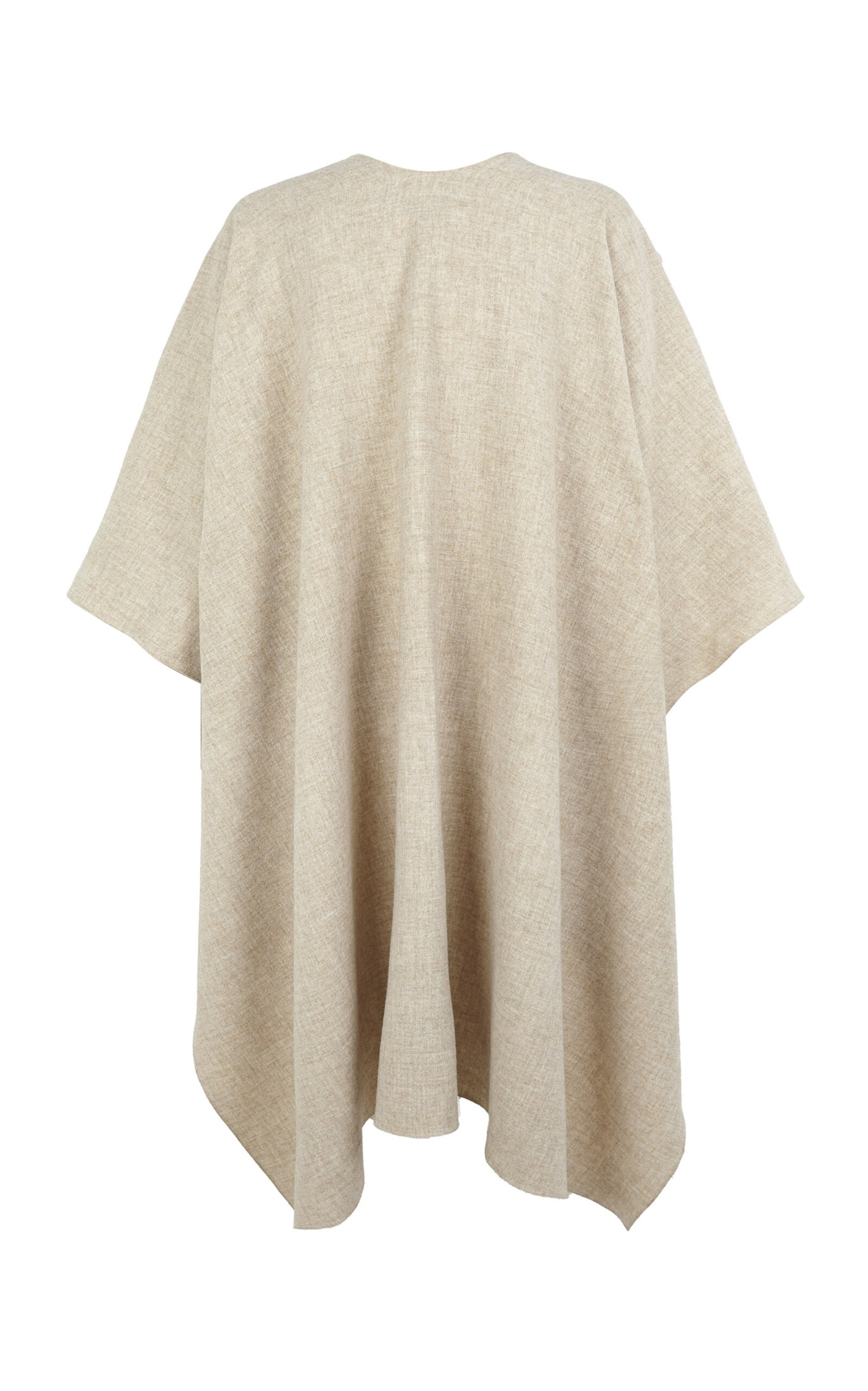 Asymmetrical Wool Poncho Coat neutral - 6