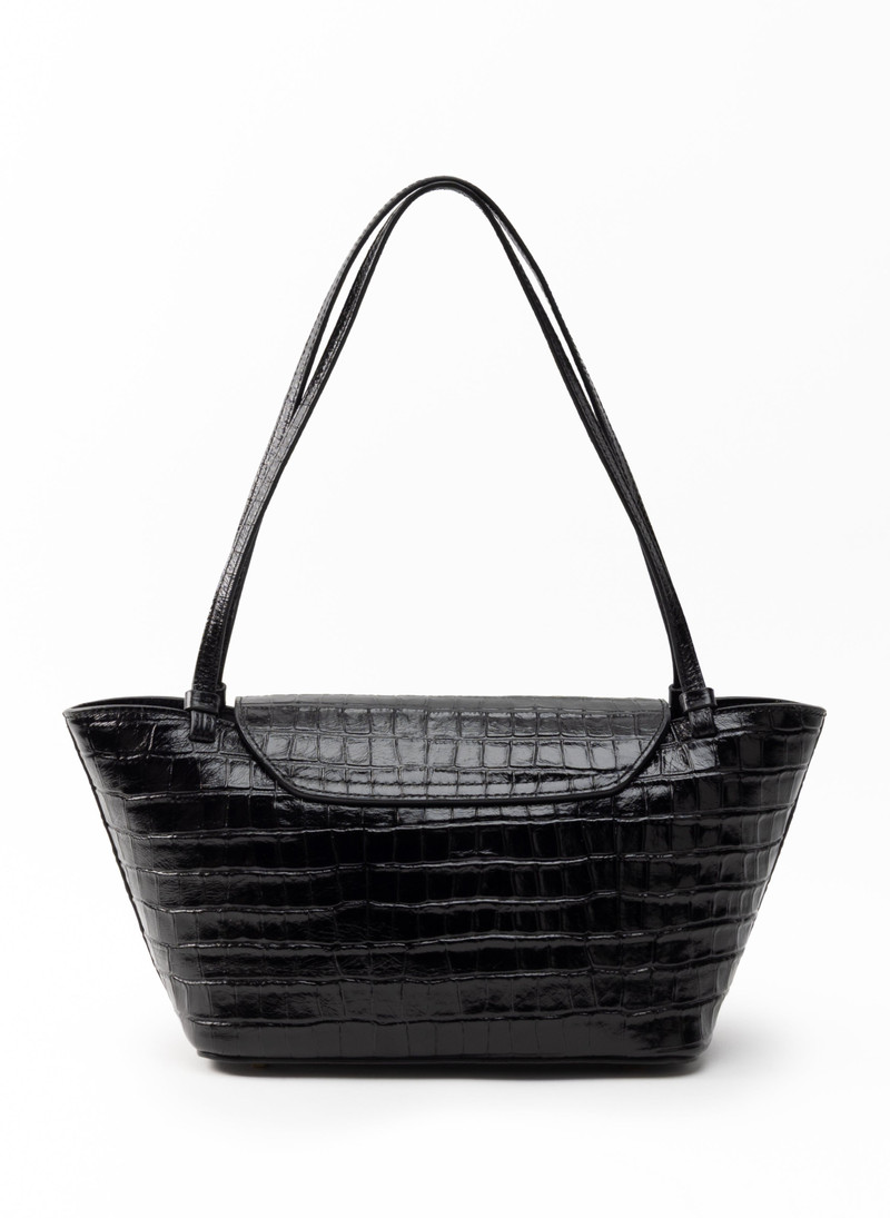 Courrier Tote Croco Embossed Leather Black 3