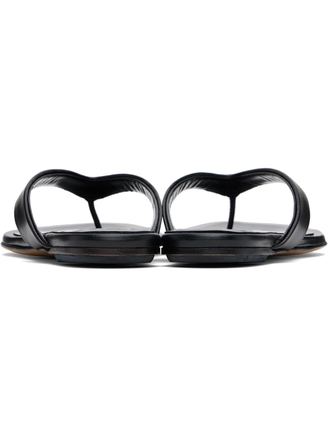 Black Leather Thong Sandals - 2