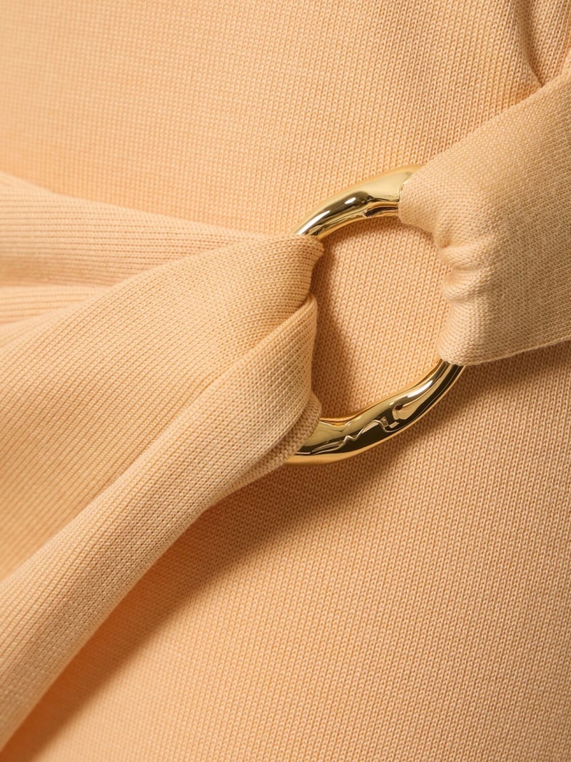Wool knit draped midi skirt w/ ring - 4