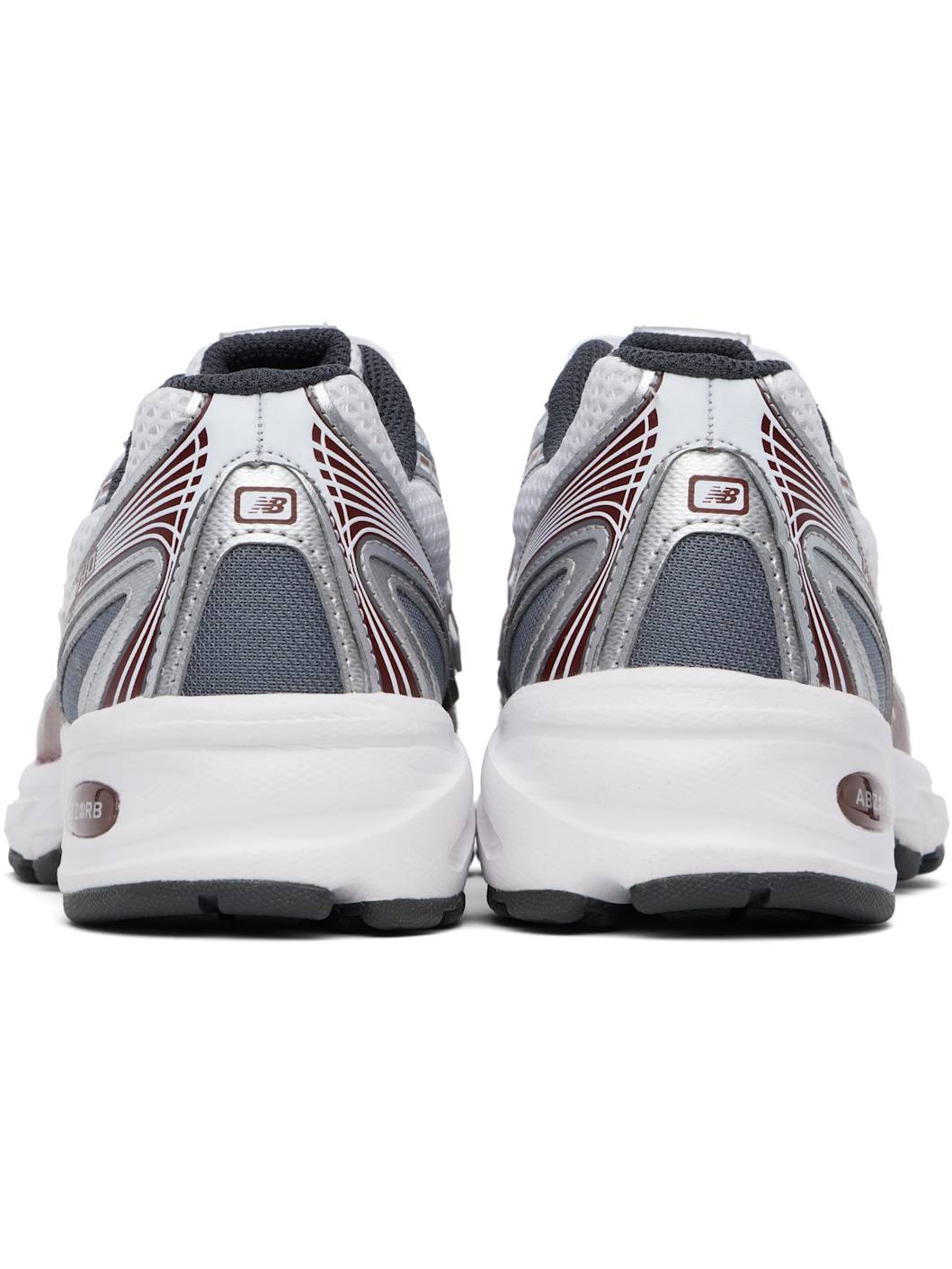 White & Burgundy 740 Sneakers - 2