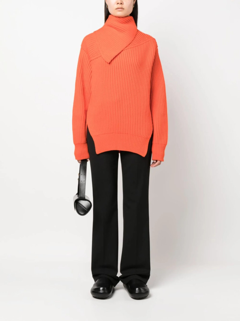 Jil Sander foldover-neck ribbed wool jumper outlook