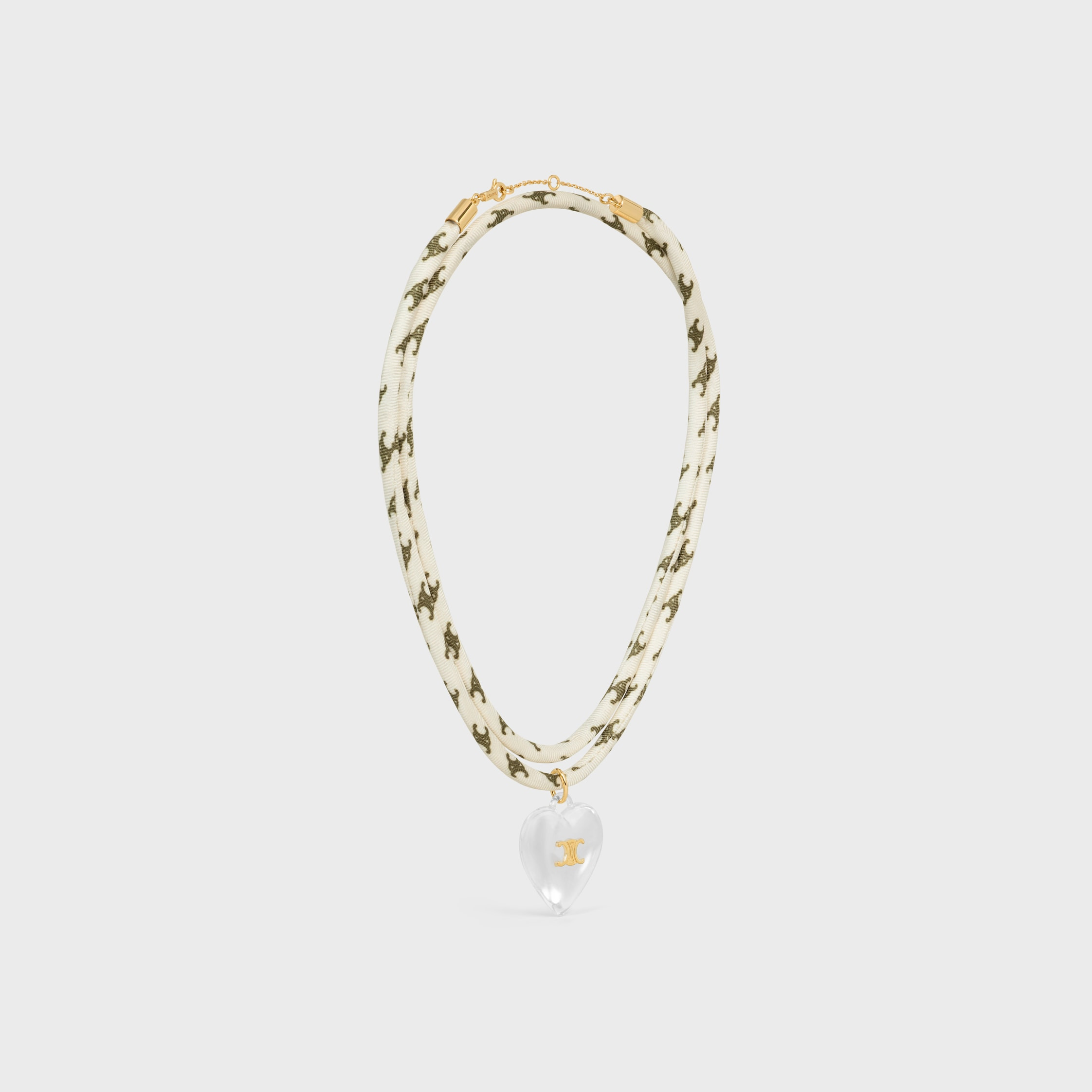 Celine Cœur Triomphe Necklace in Silk, Resin and Brass with Gold Finish - 3