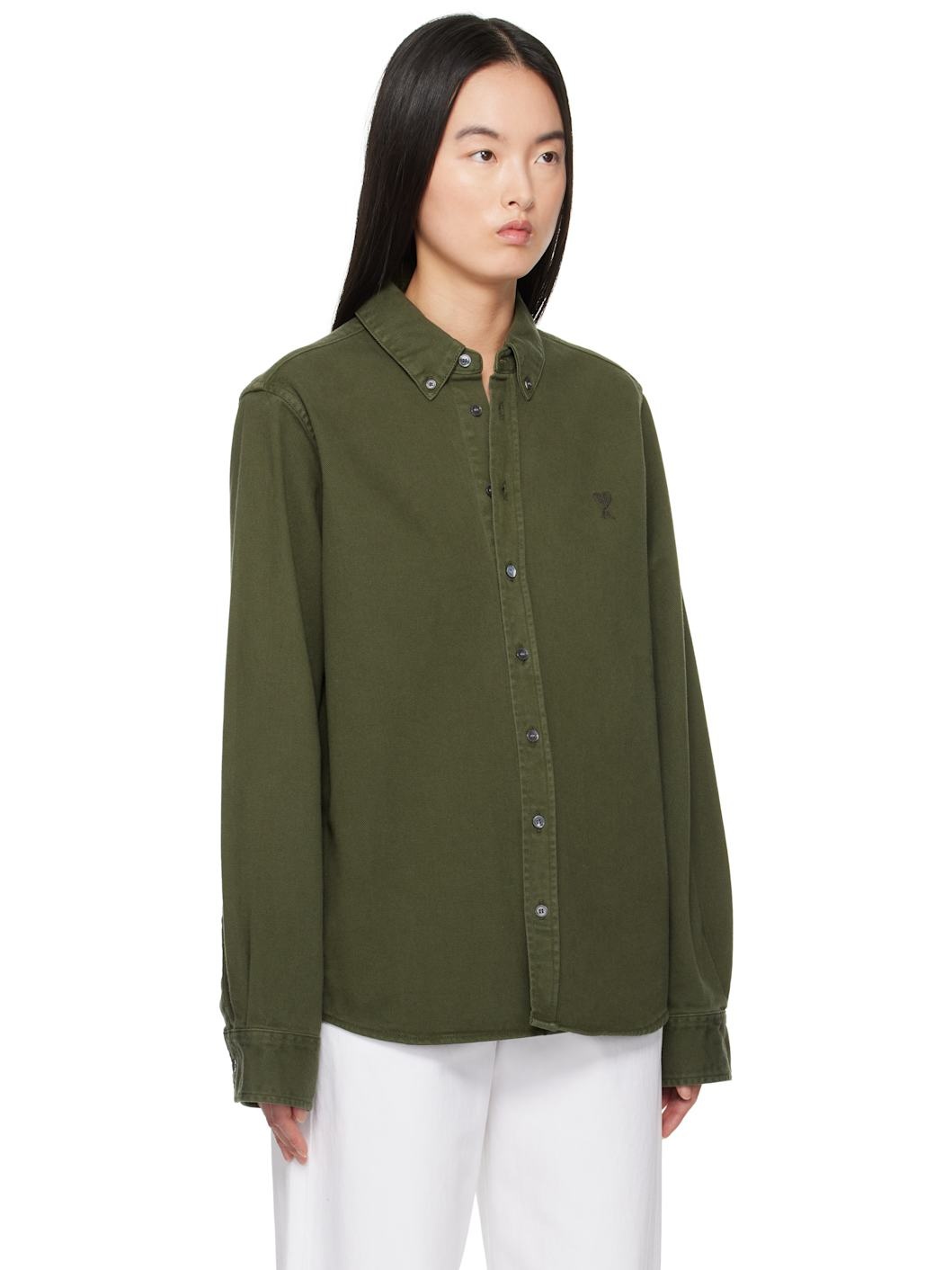 Khaki Cotton Button-Down Ami de Coeur Shirt - 2
