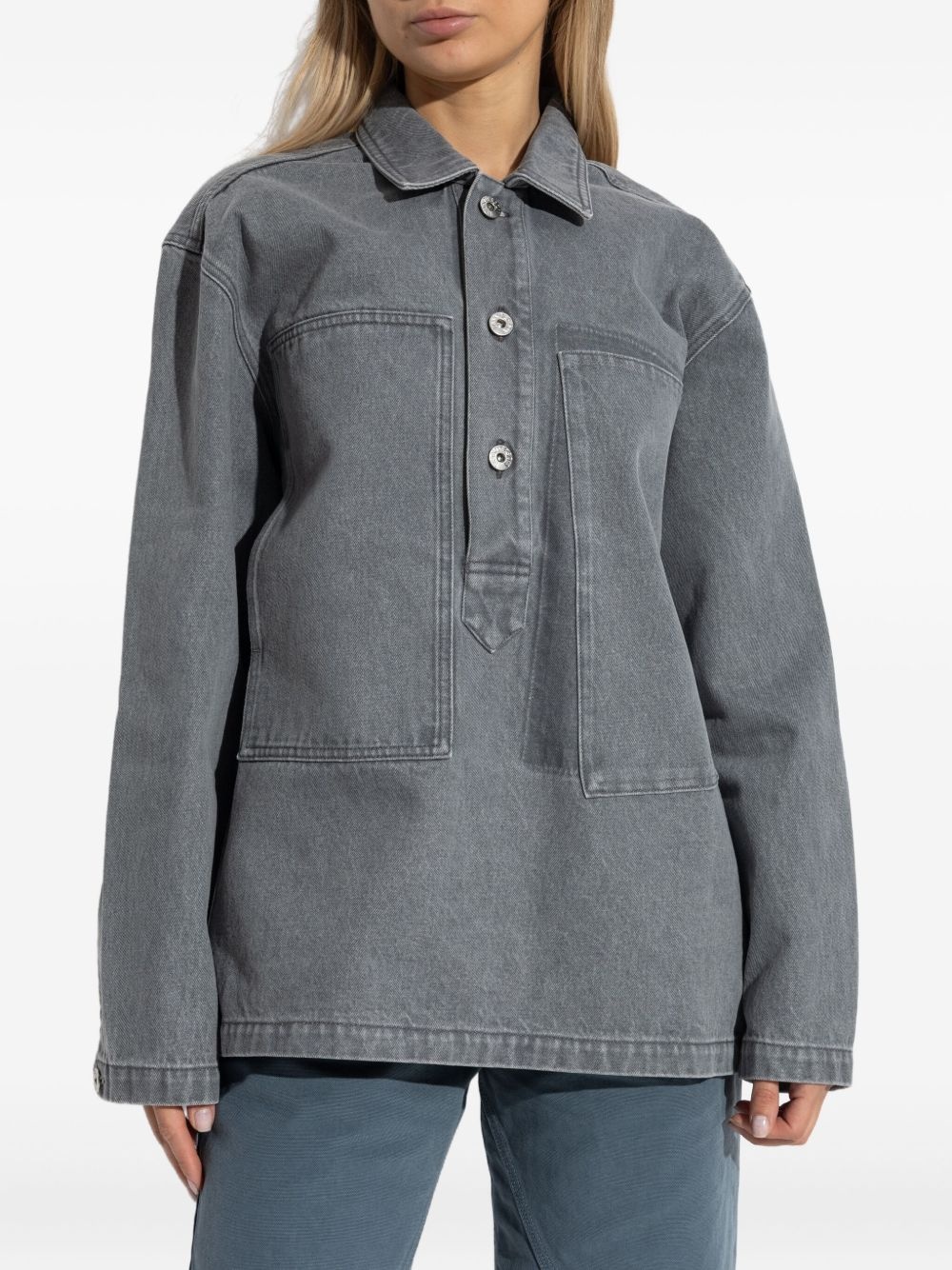 button-fastening patch-pocket shirt - 3