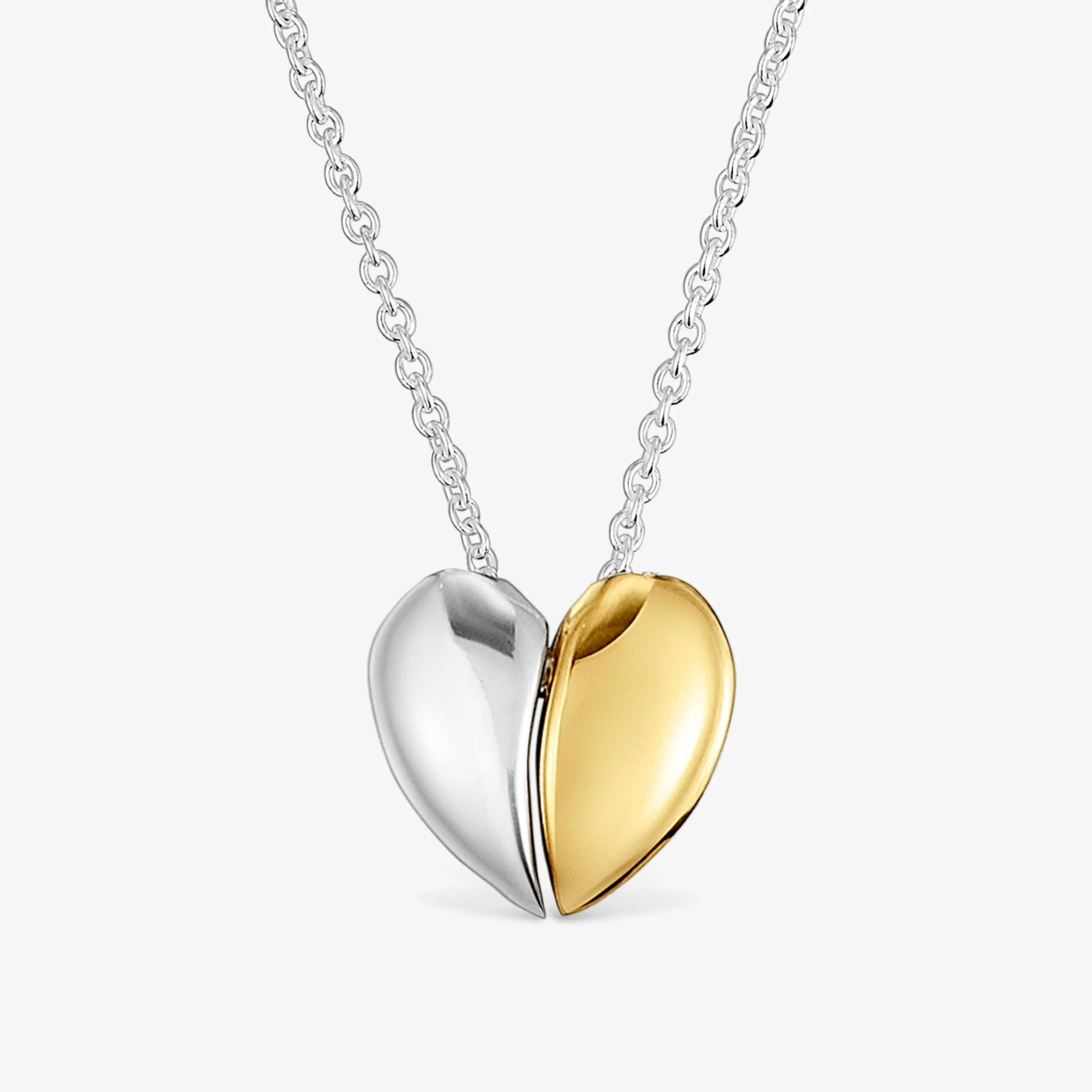 Short two-tone heart Double necklace My Other Half - 1