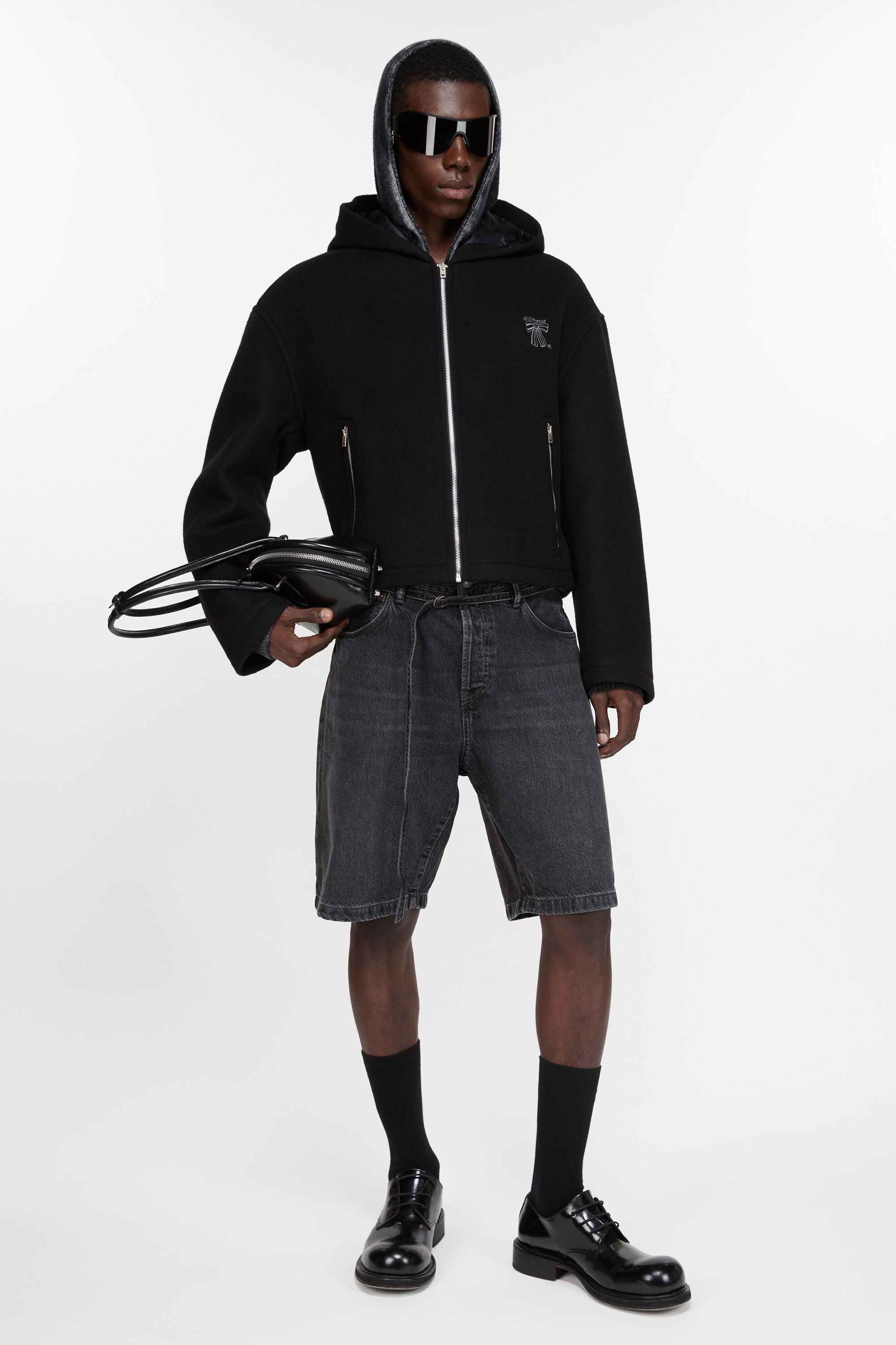 Hooded jacket wool blend - Black - 5