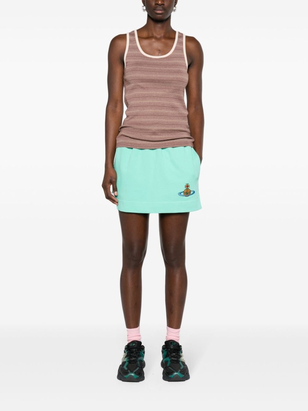 Orb-embroidered cotton miniskirt - 2