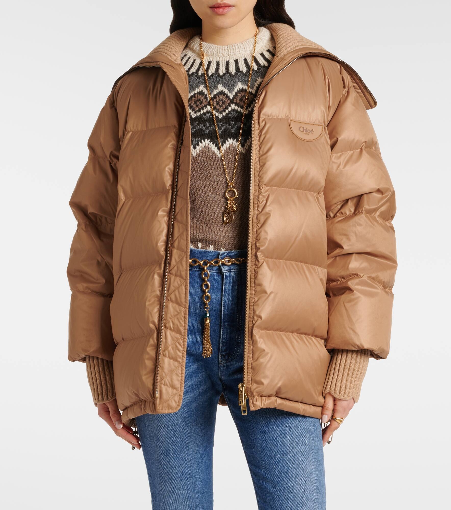 Oversized quilted down jacket - 8