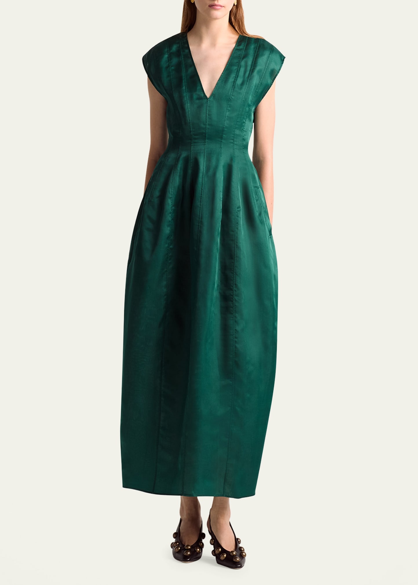 Bichette Paneled Cap-Sleeve Midi Dress - 2